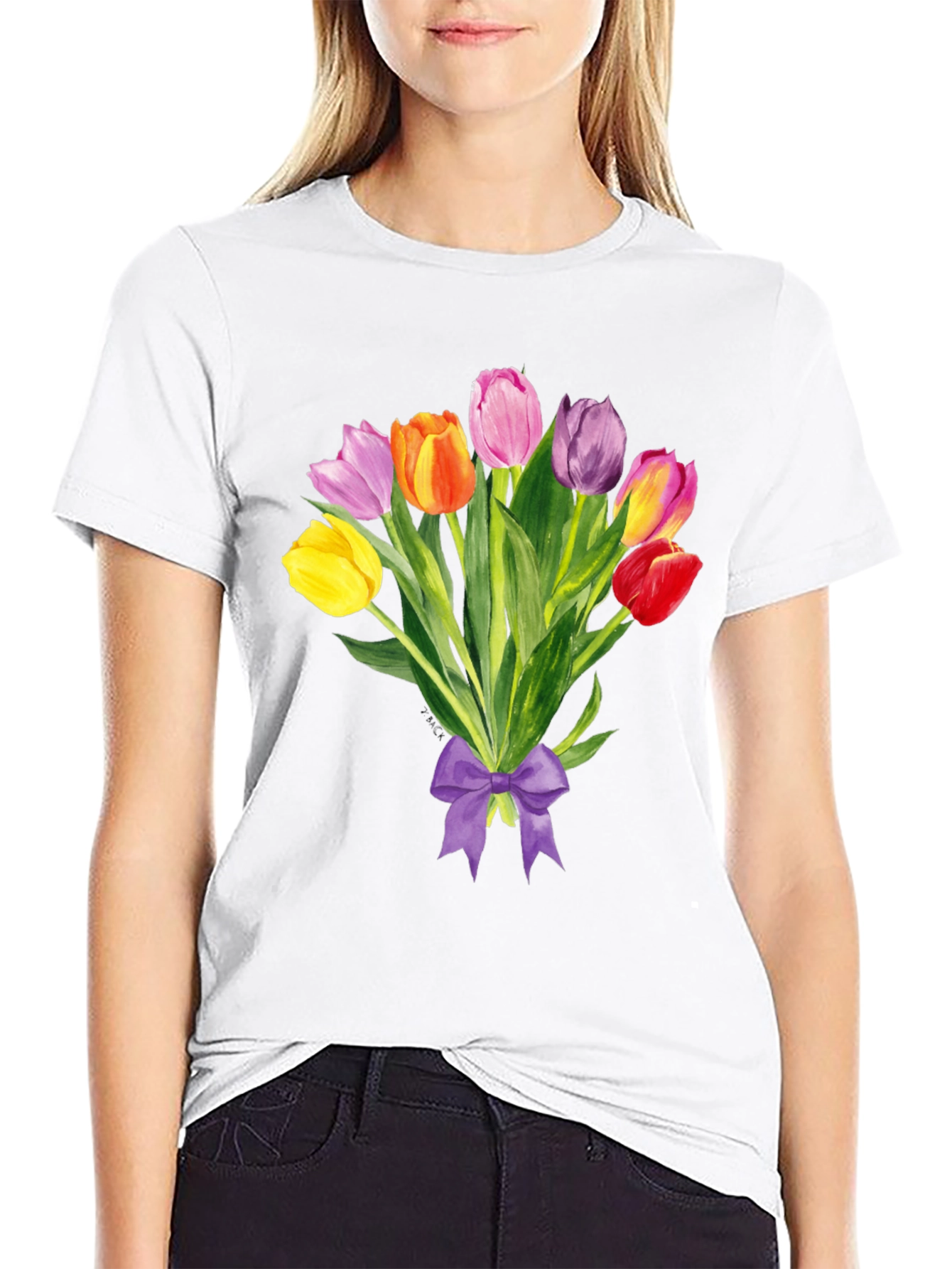 Tulip Bouquet Graphic Tee - Stylish Floral Design