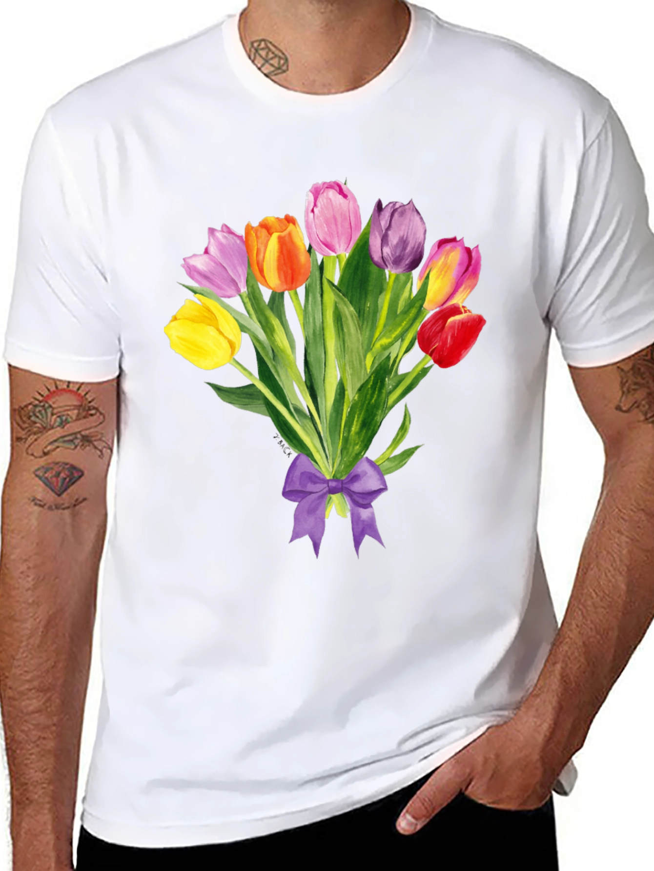 Tulip Bouquet Graphic Tee - Stylish Floral Design