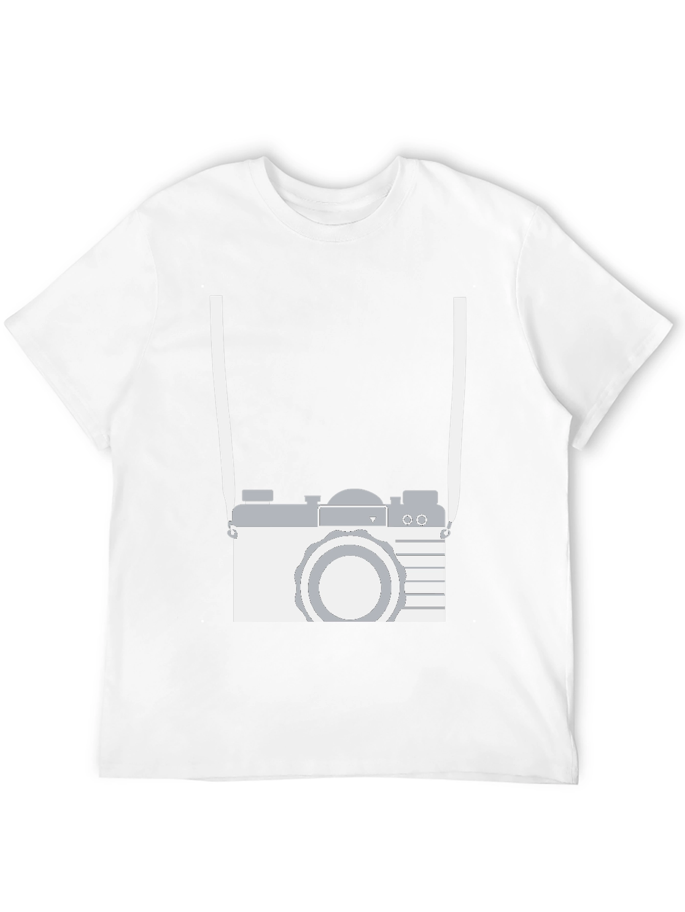 Retro Camera Graphic Tee - Black Cotton Casual Shirt