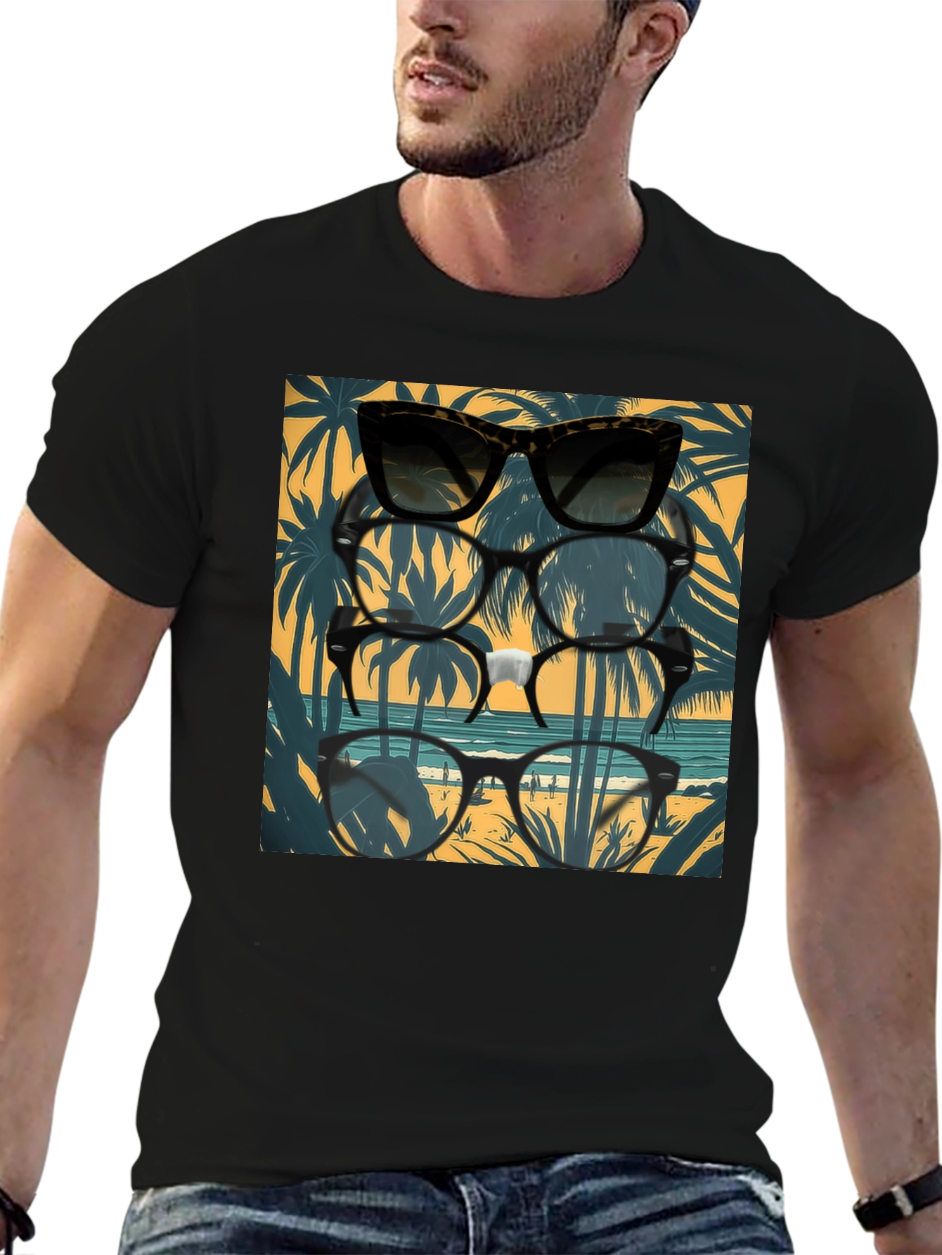 Retro Glasses Beach Graphic Tee
