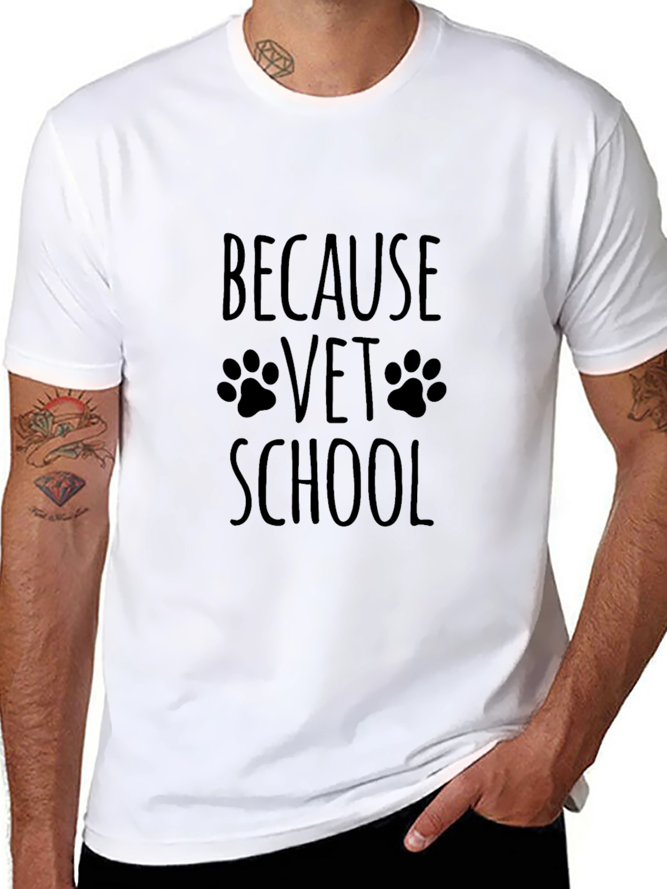 Because Vet School Paw Print T-Shirt