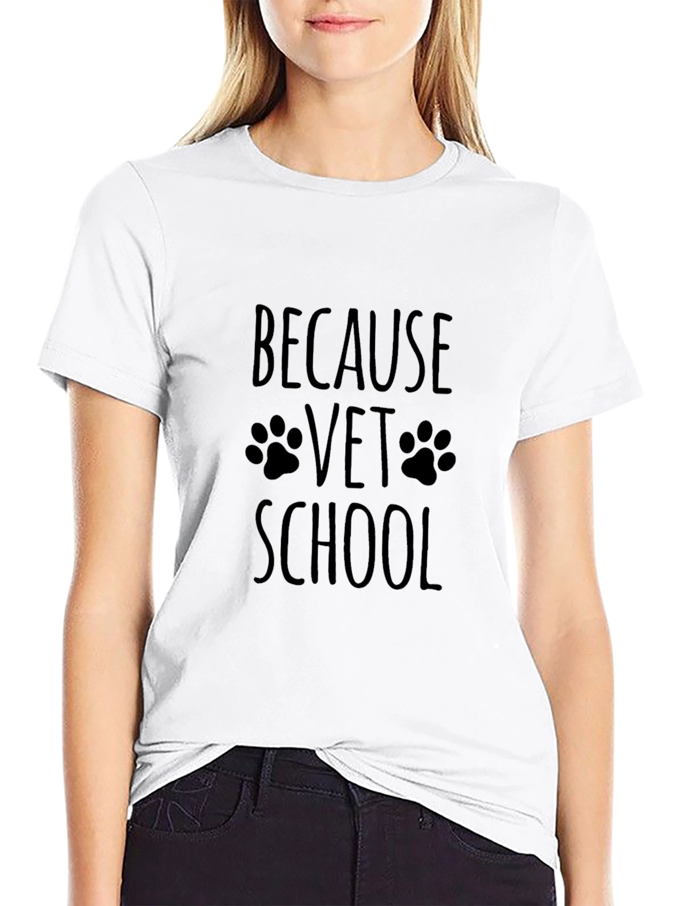 Because Vet School Paw Print T-Shirt