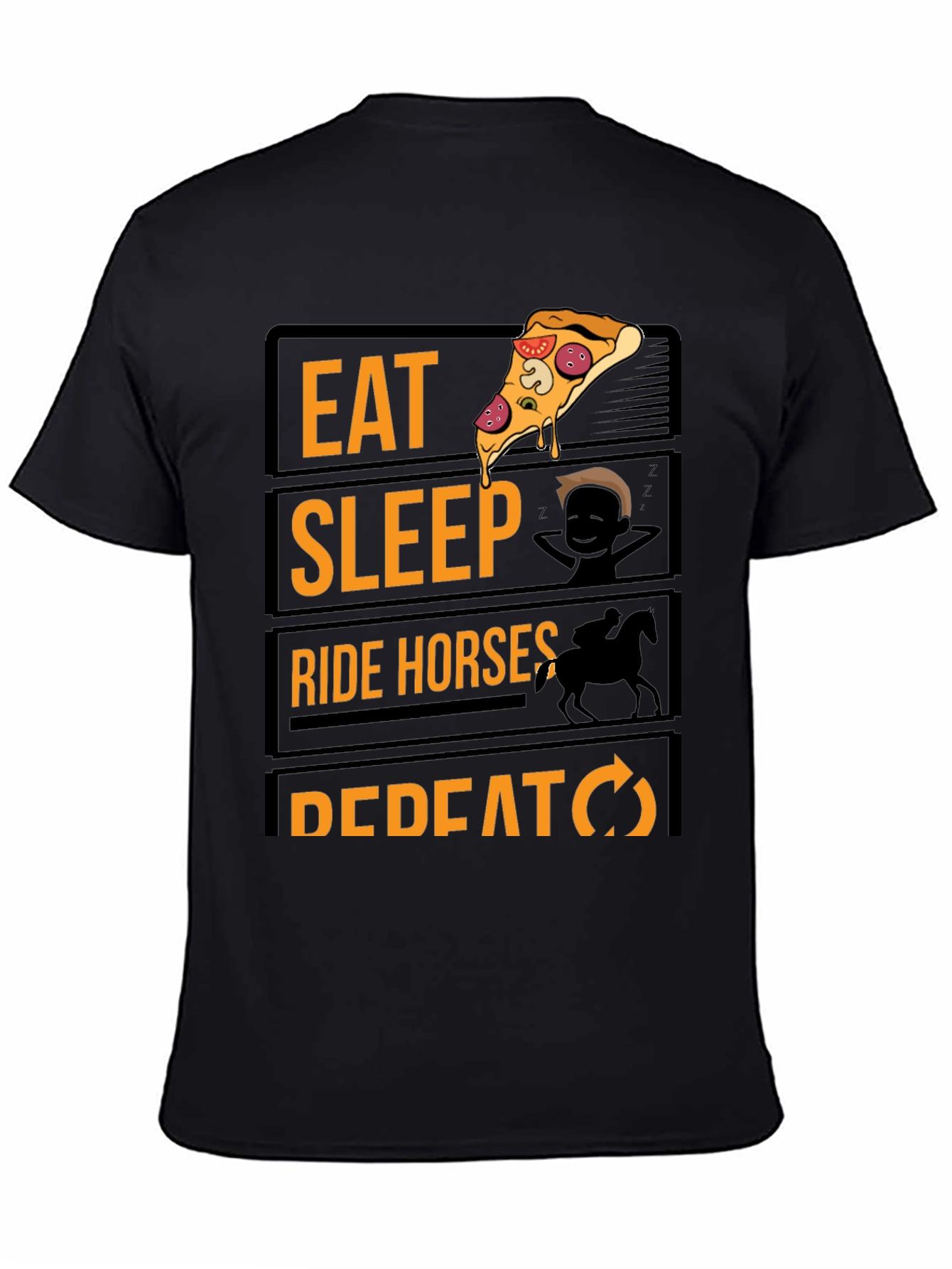 Eat Sleep Ride Horses Repeat Black Graphic Tee