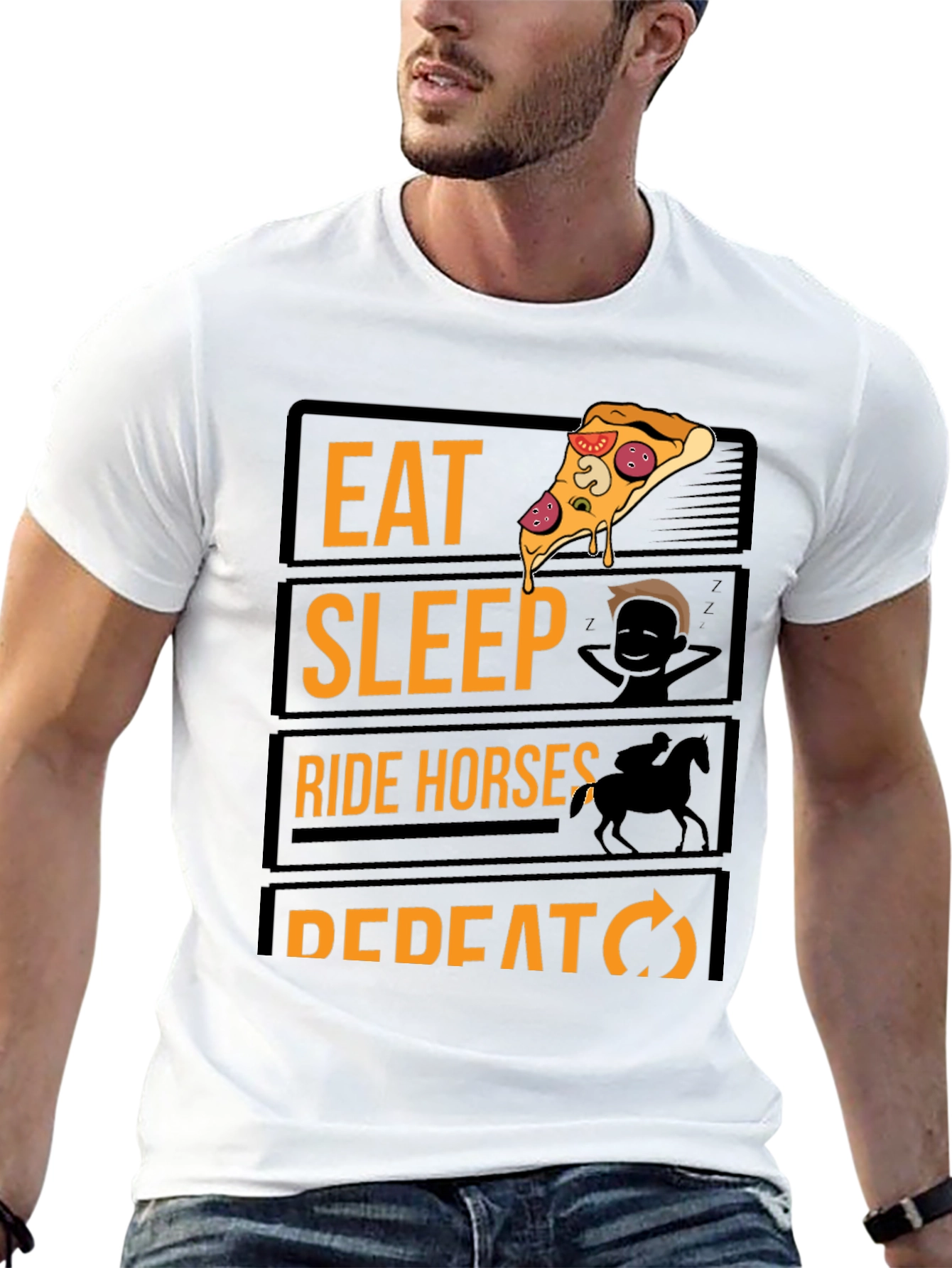Eat Sleep Ride Horses Repeat Black Graphic Tee