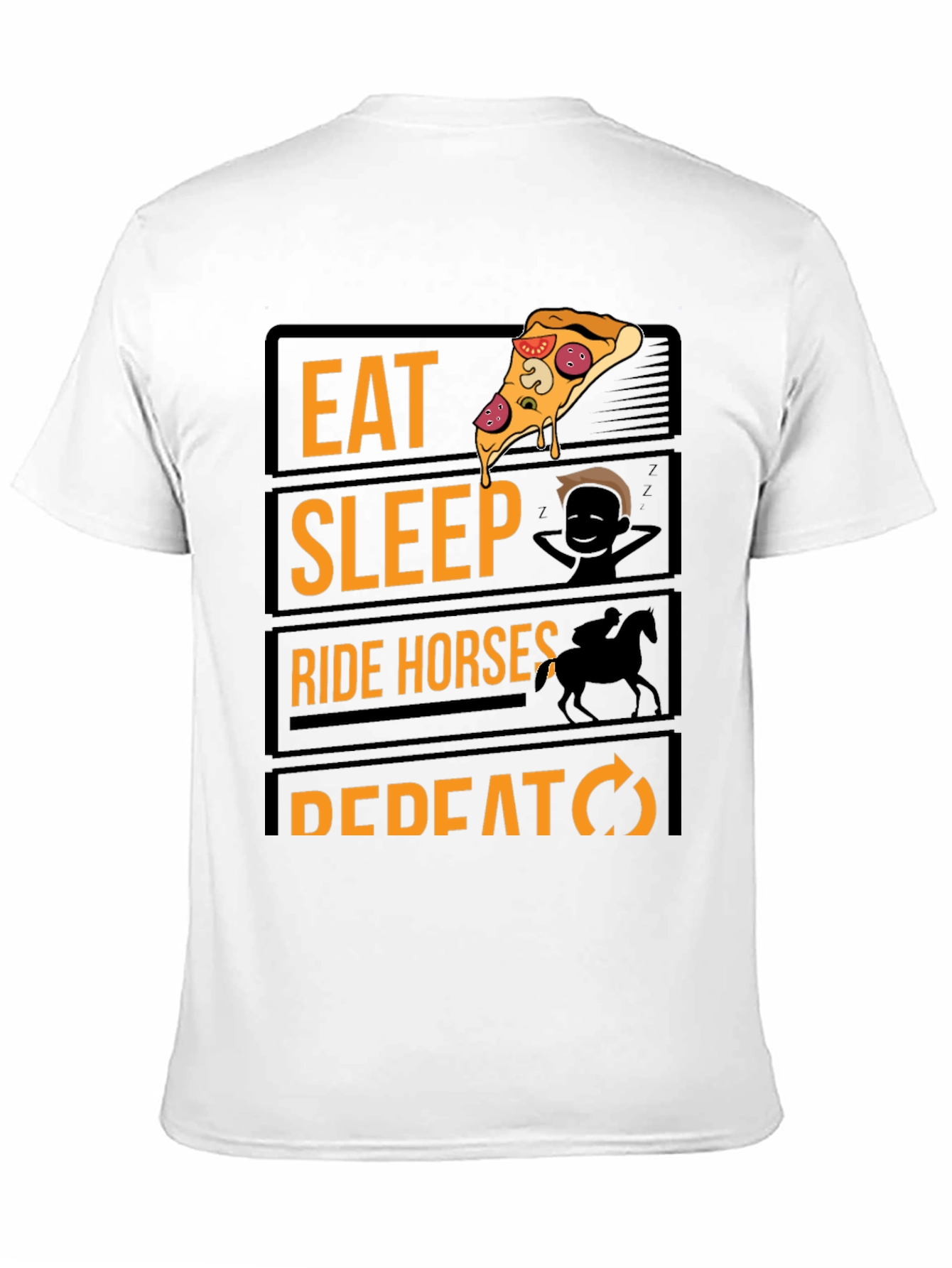 Eat Sleep Ride Horses Repeat Black Graphic Tee