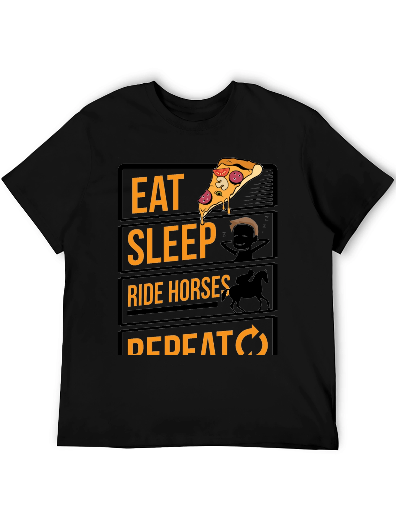 Eat Sleep Ride Horses Repeat Black Graphic Tee