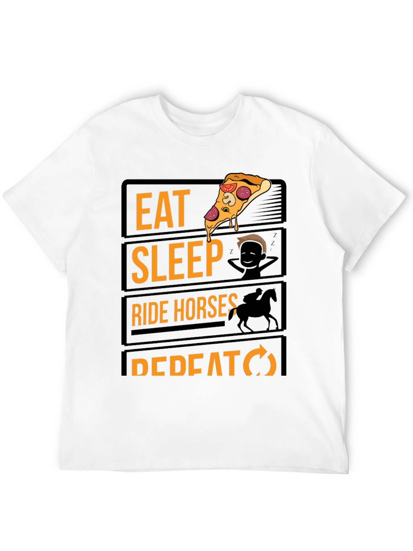 Eat Sleep Ride Horses Repeat Black Graphic Tee