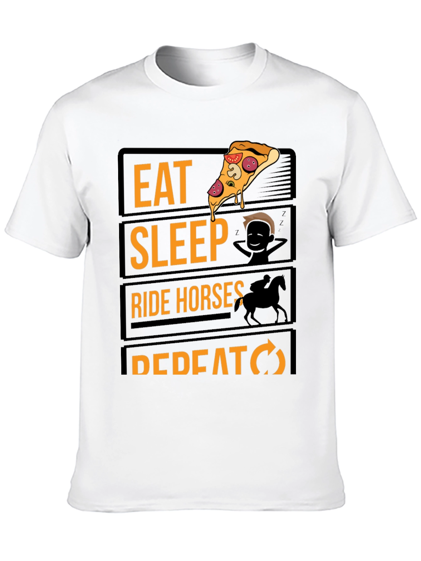 Eat Sleep Ride Horses Repeat Black Graphic Tee