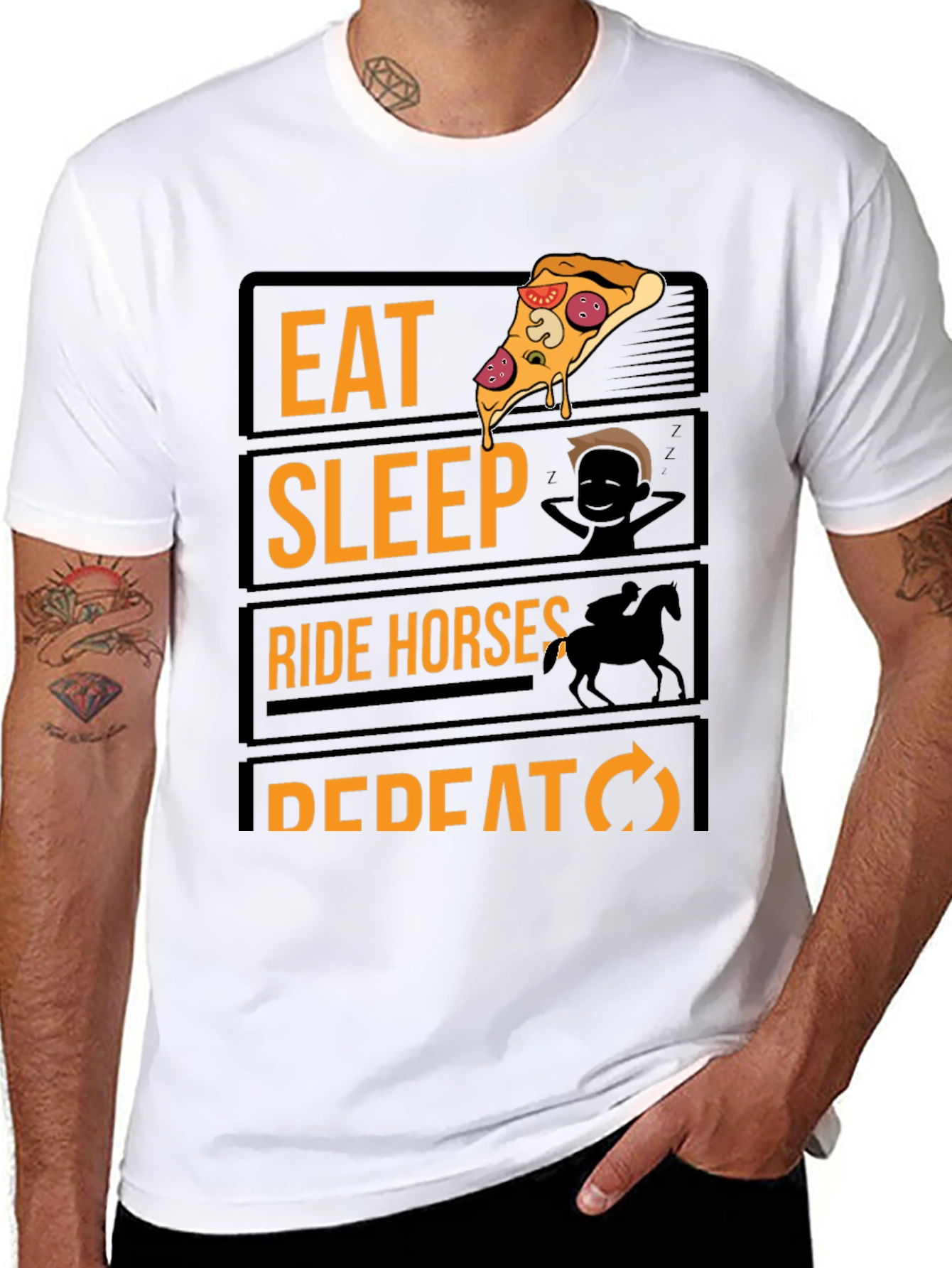 Eat Sleep Ride Horses Repeat Black Graphic Tee