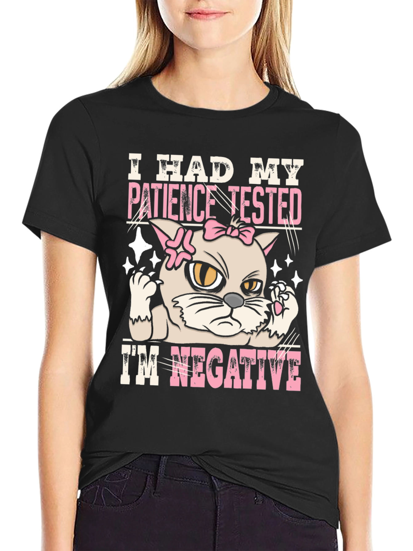 Patience Tested Negative Funny Cat Graphic T-Shirt