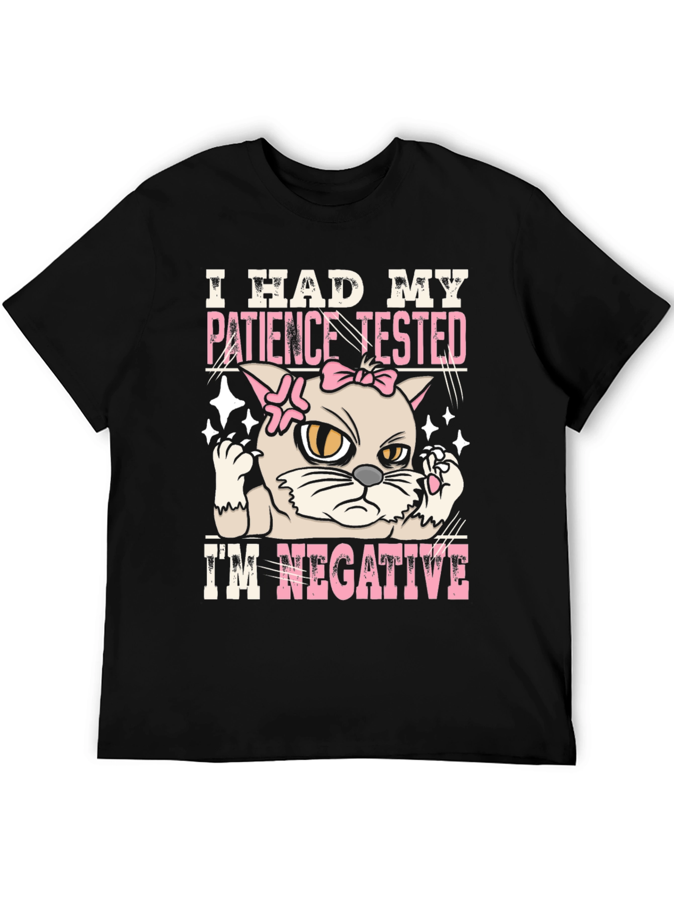 Patience Tested Negative Funny Cat Graphic T-Shirt