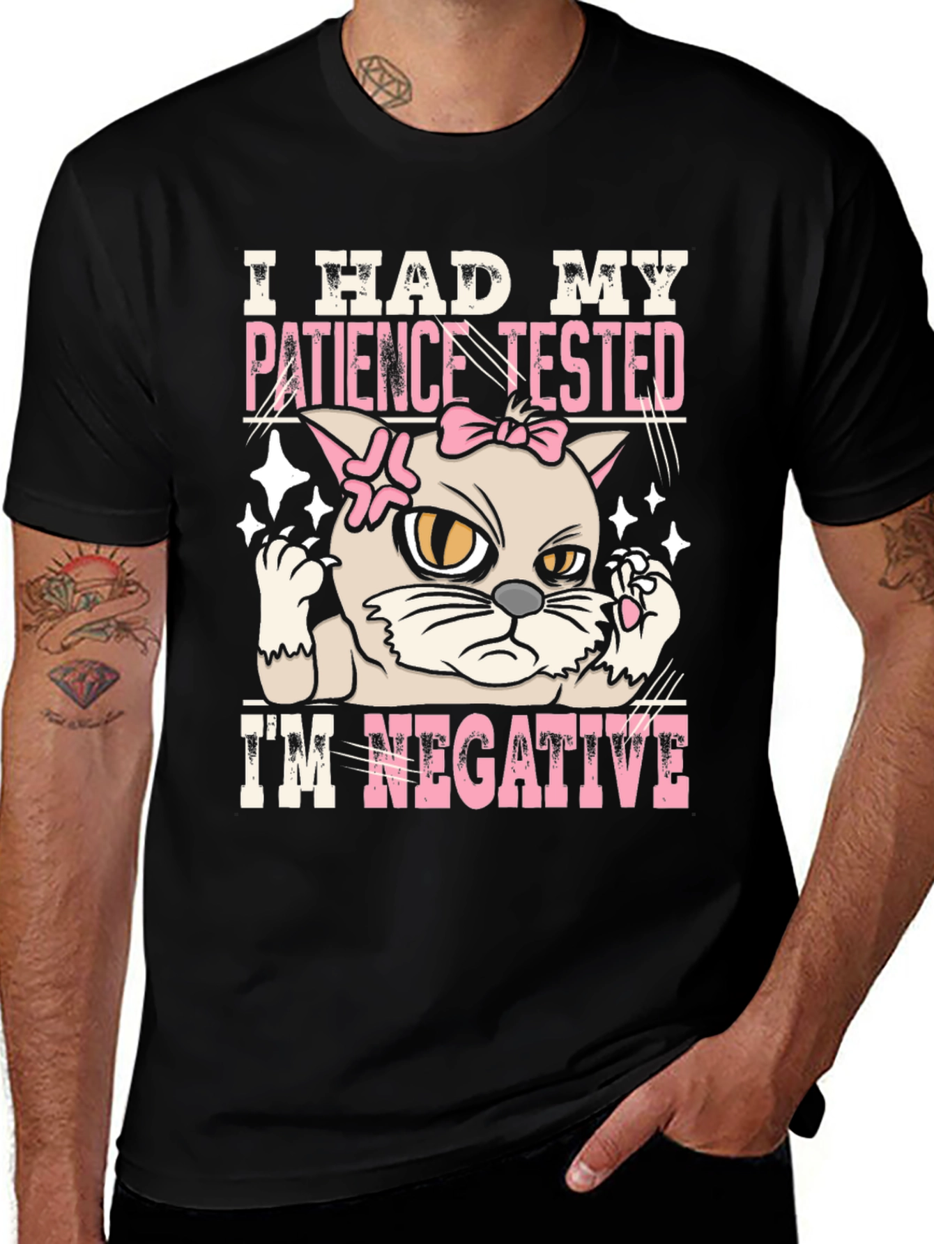 Patience Tested Negative Funny Cat Graphic T-Shirt