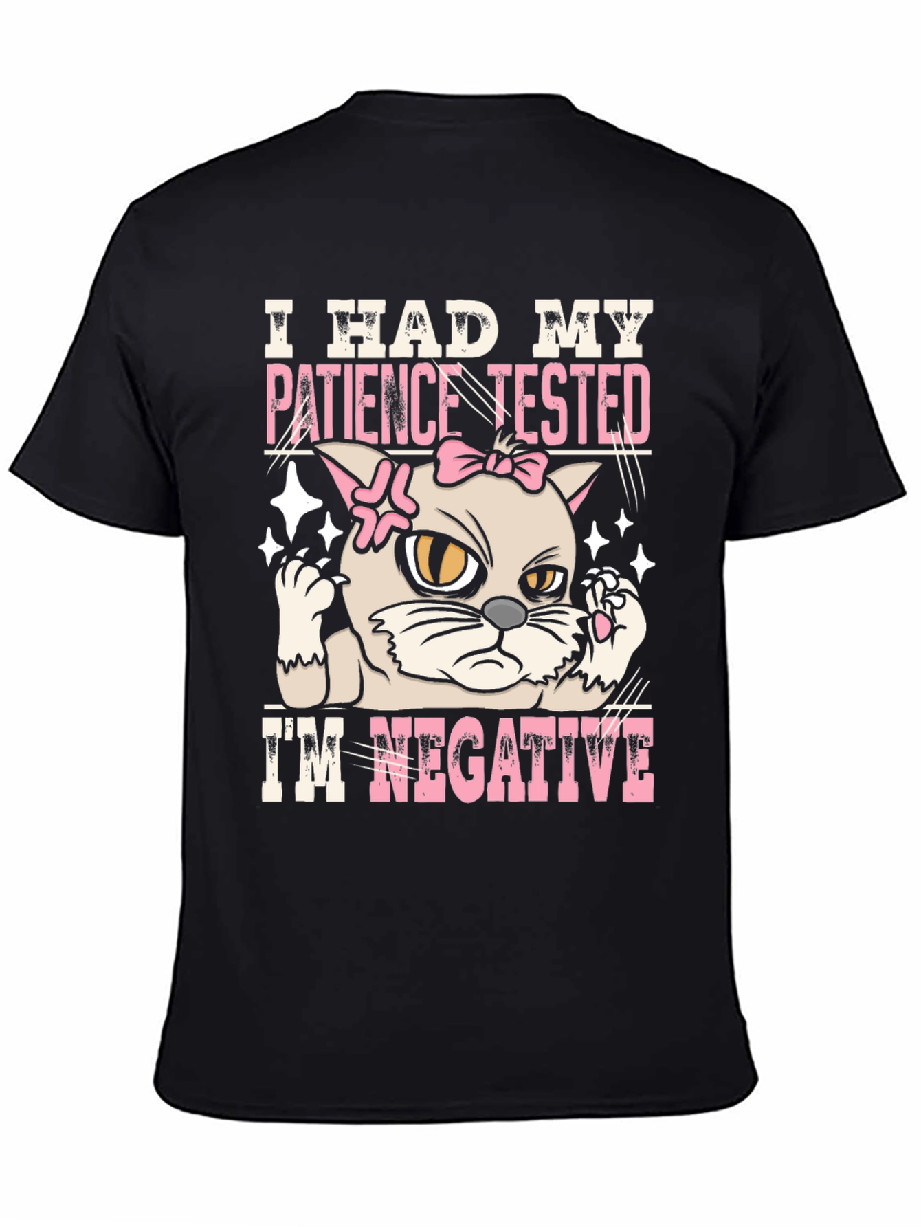 Patience Tested Negative Funny Cat Graphic T-Shirt