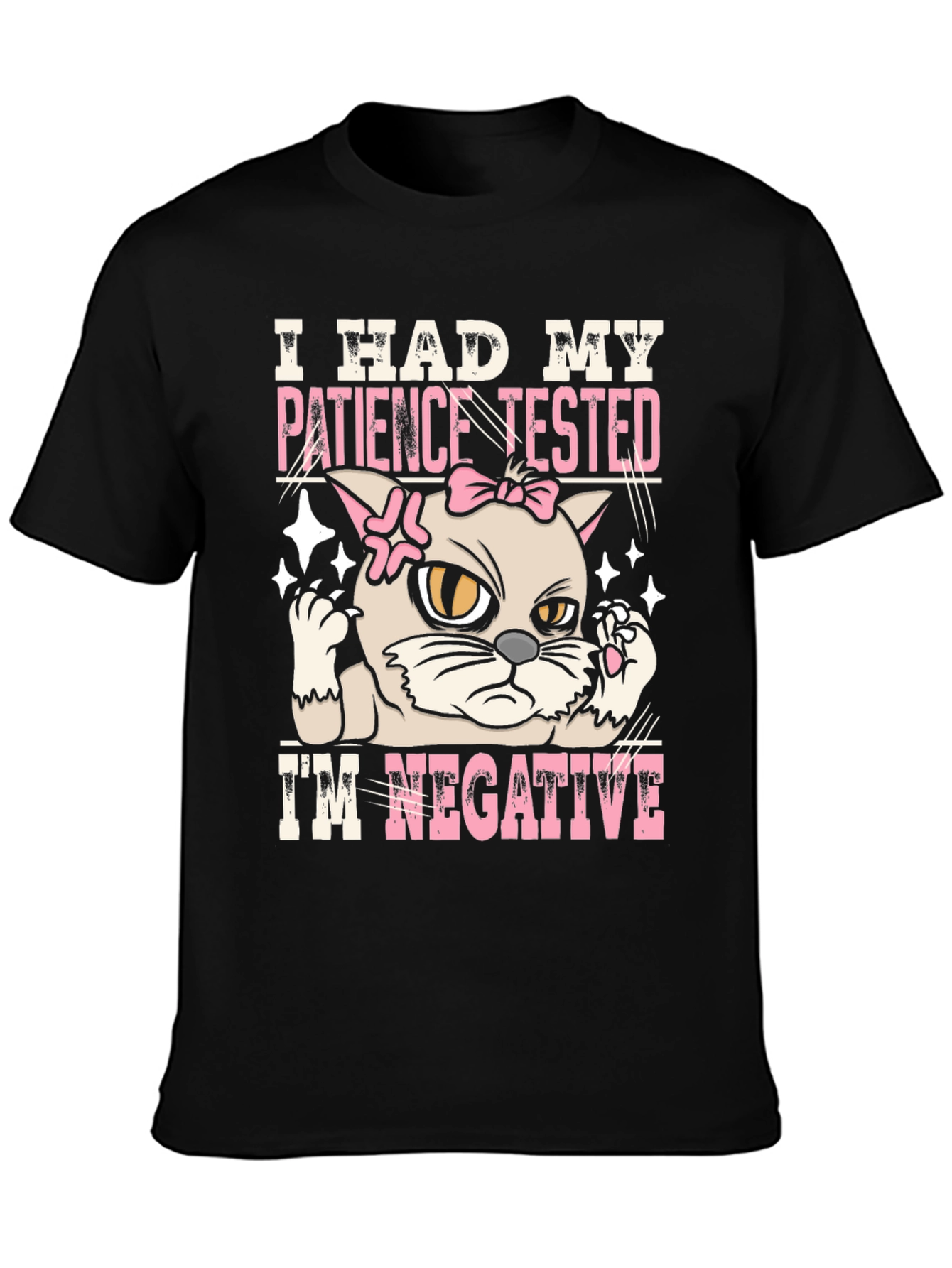 Patience Tested Negative Funny Cat Graphic T-Shirt