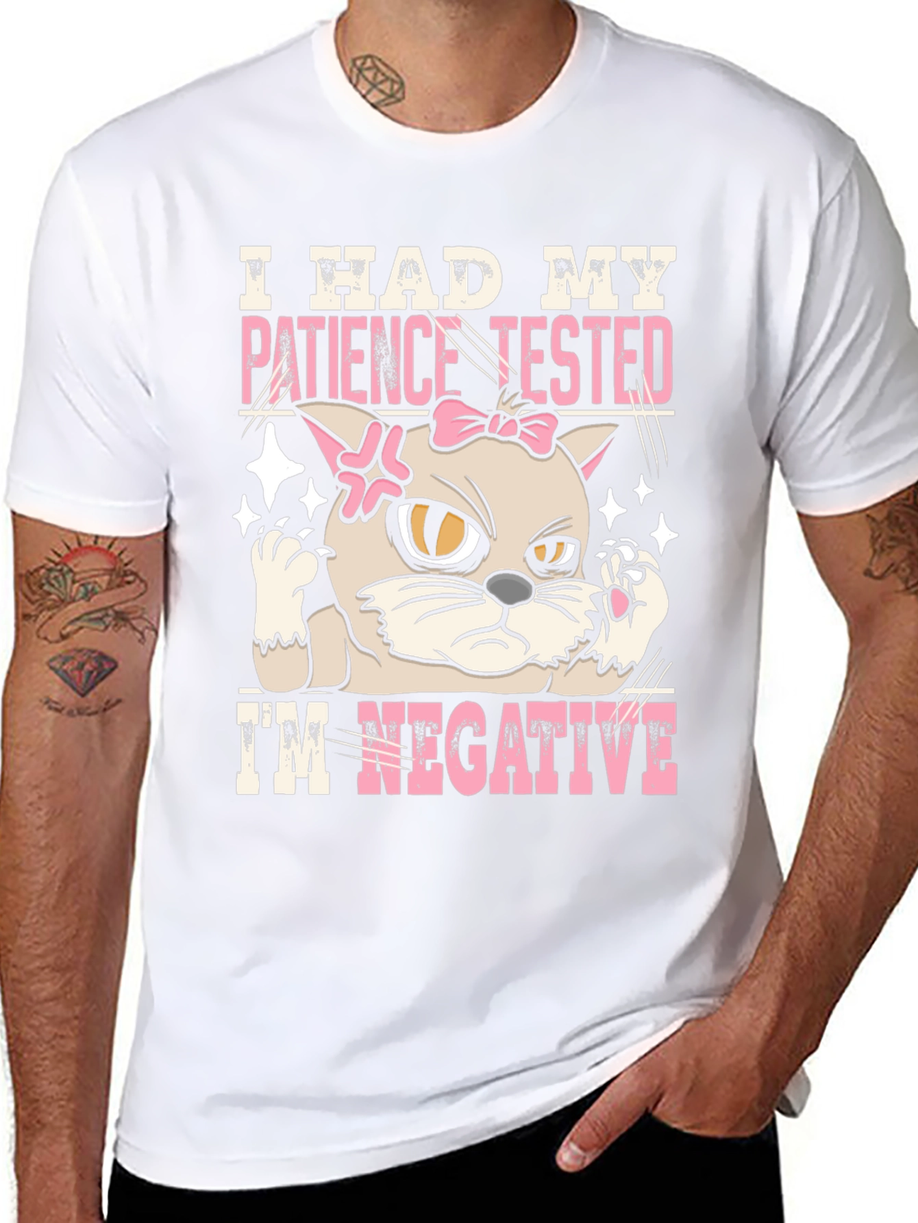 Patience Tested Negative Funny Cat Graphic T-Shirt
