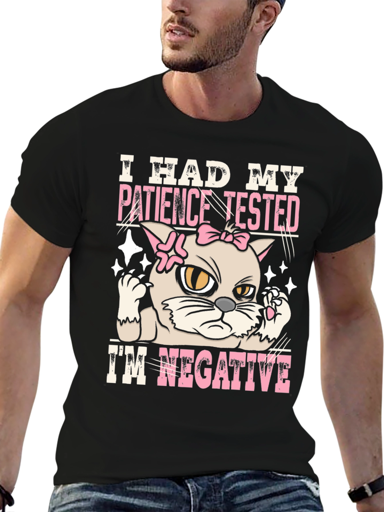Patience Tested Negative Funny Cat Graphic T-Shirt