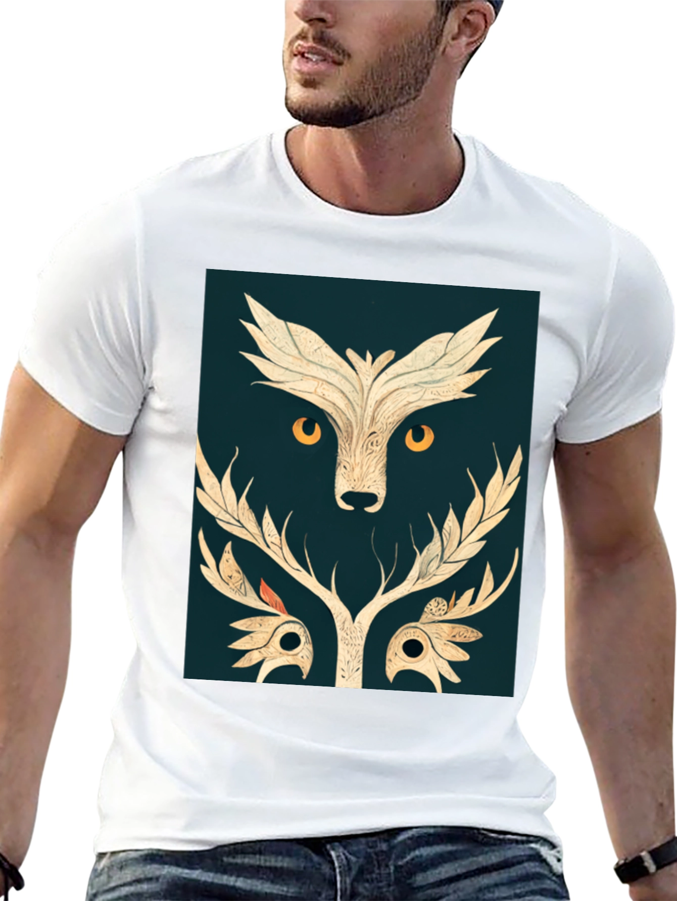 Abstract Owl Graphic Tee - Black