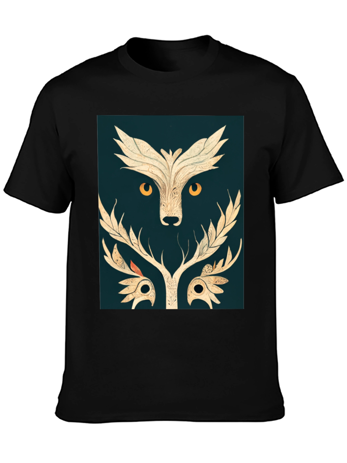 Abstract Owl Graphic Tee - Black