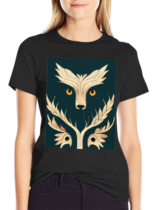 Abstract Owl Graphic Tee - Black
