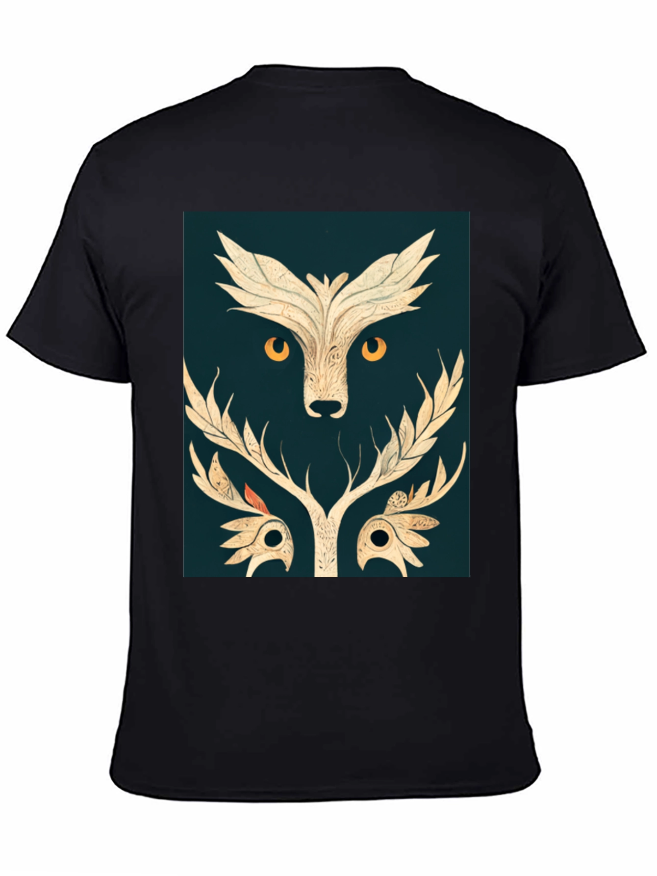 Abstract Owl Graphic Tee - Black