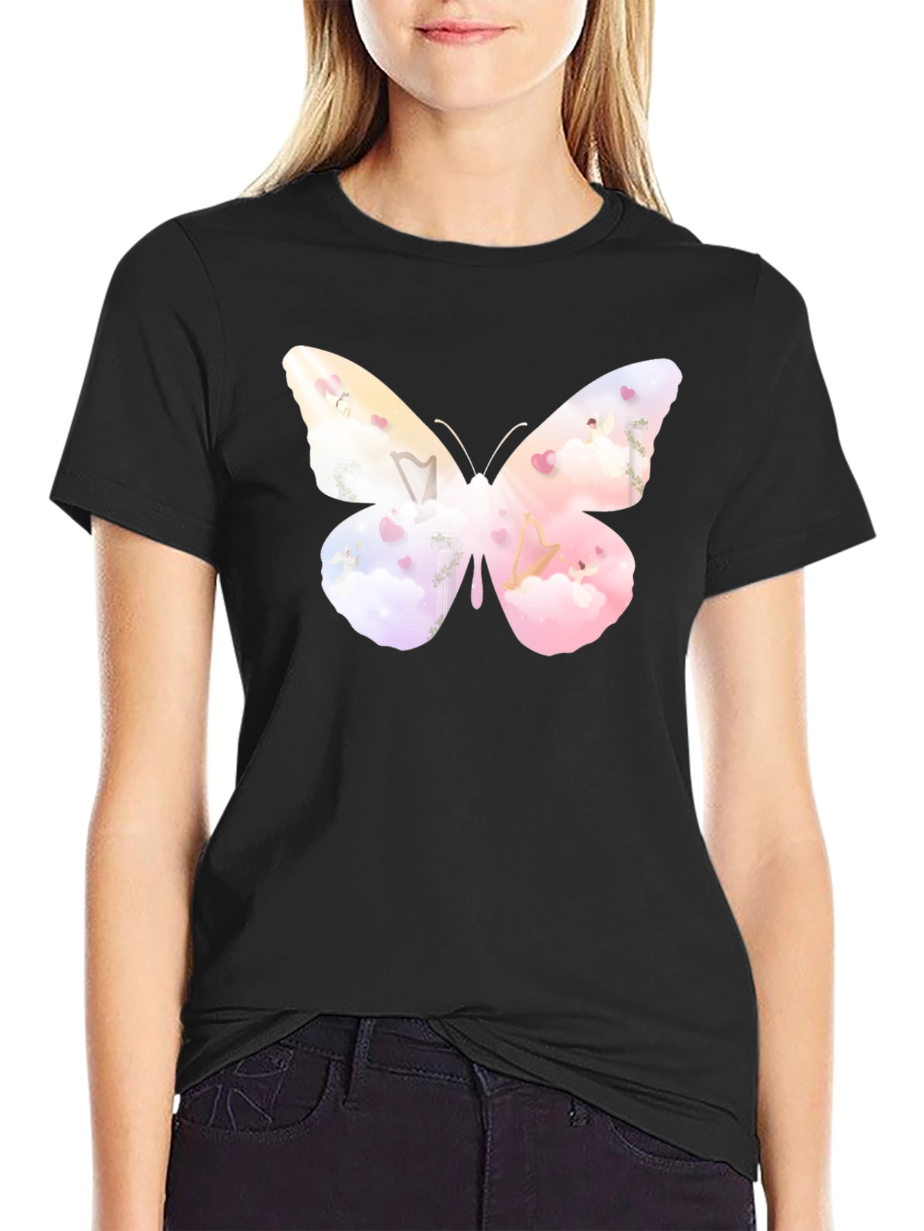Butterfly Graphic Black Tee