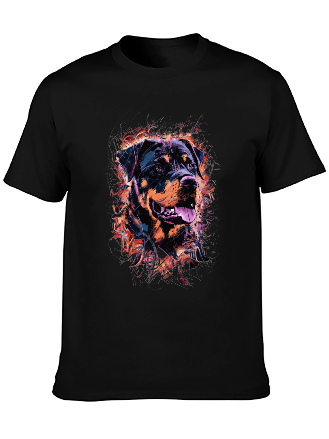 Rottweiler Graphic Print Mens Black T-Shirt