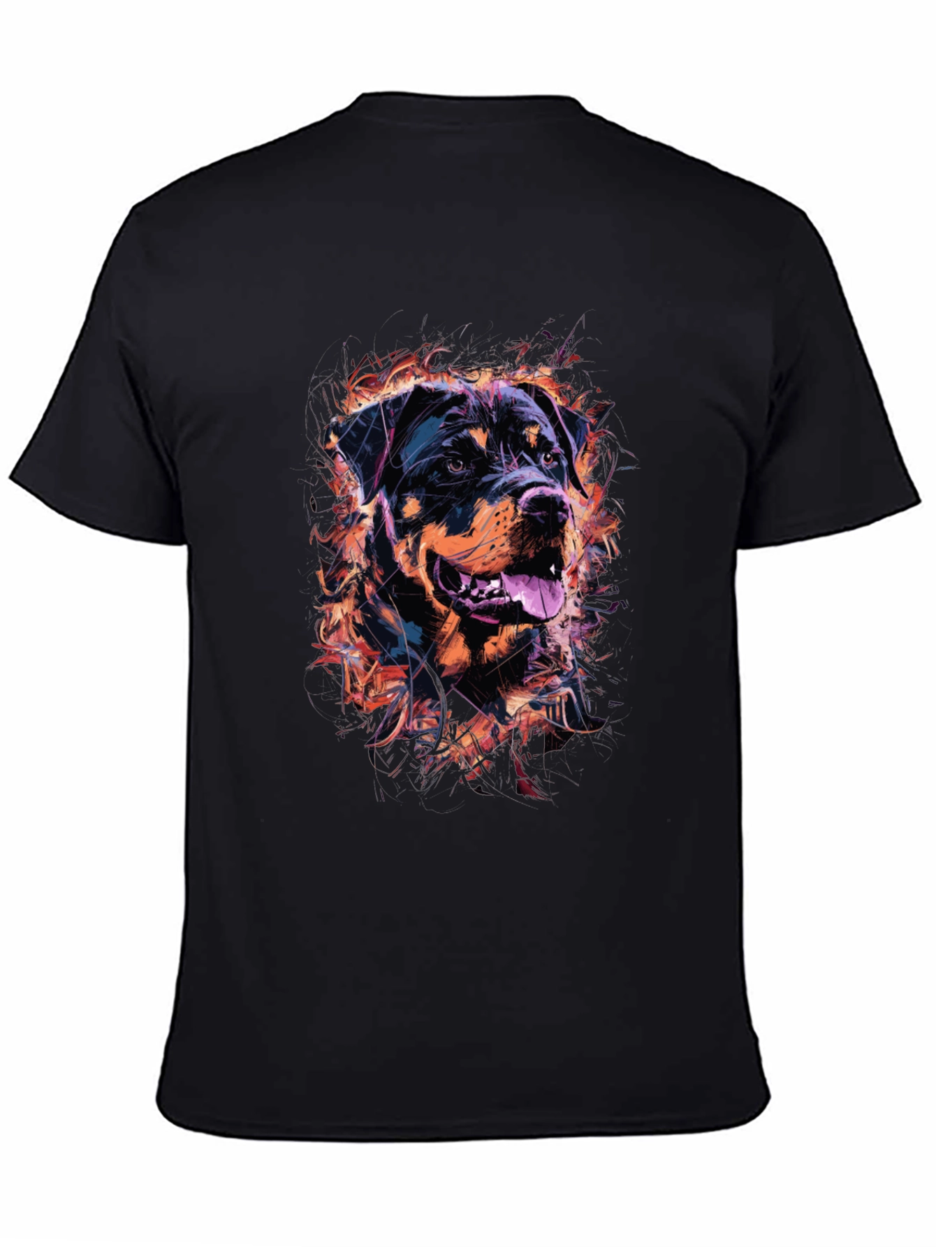 Rottweiler Graphic Print Mens Black T-Shirt