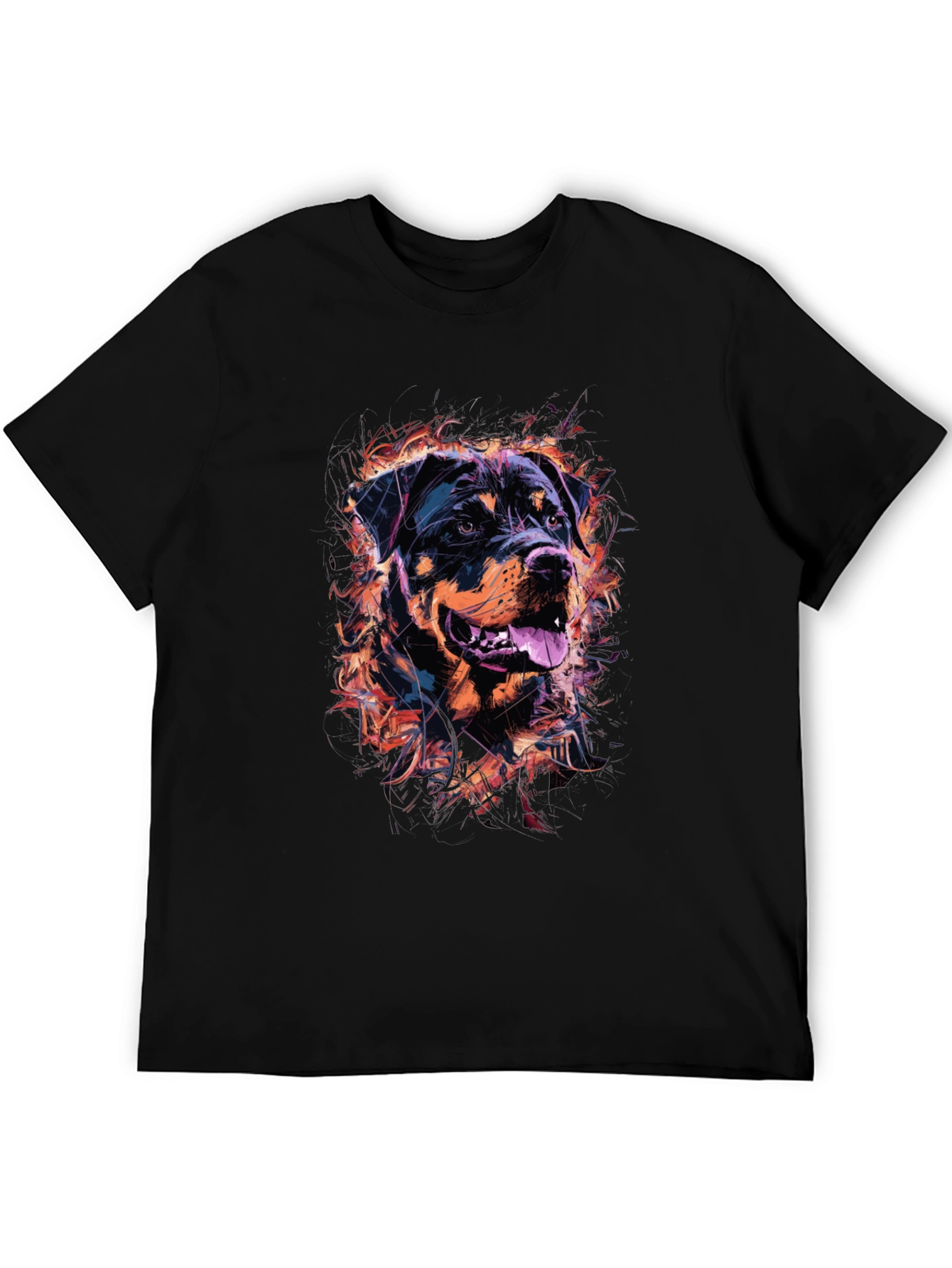 Rottweiler Graphic Print Mens Black T-Shirt