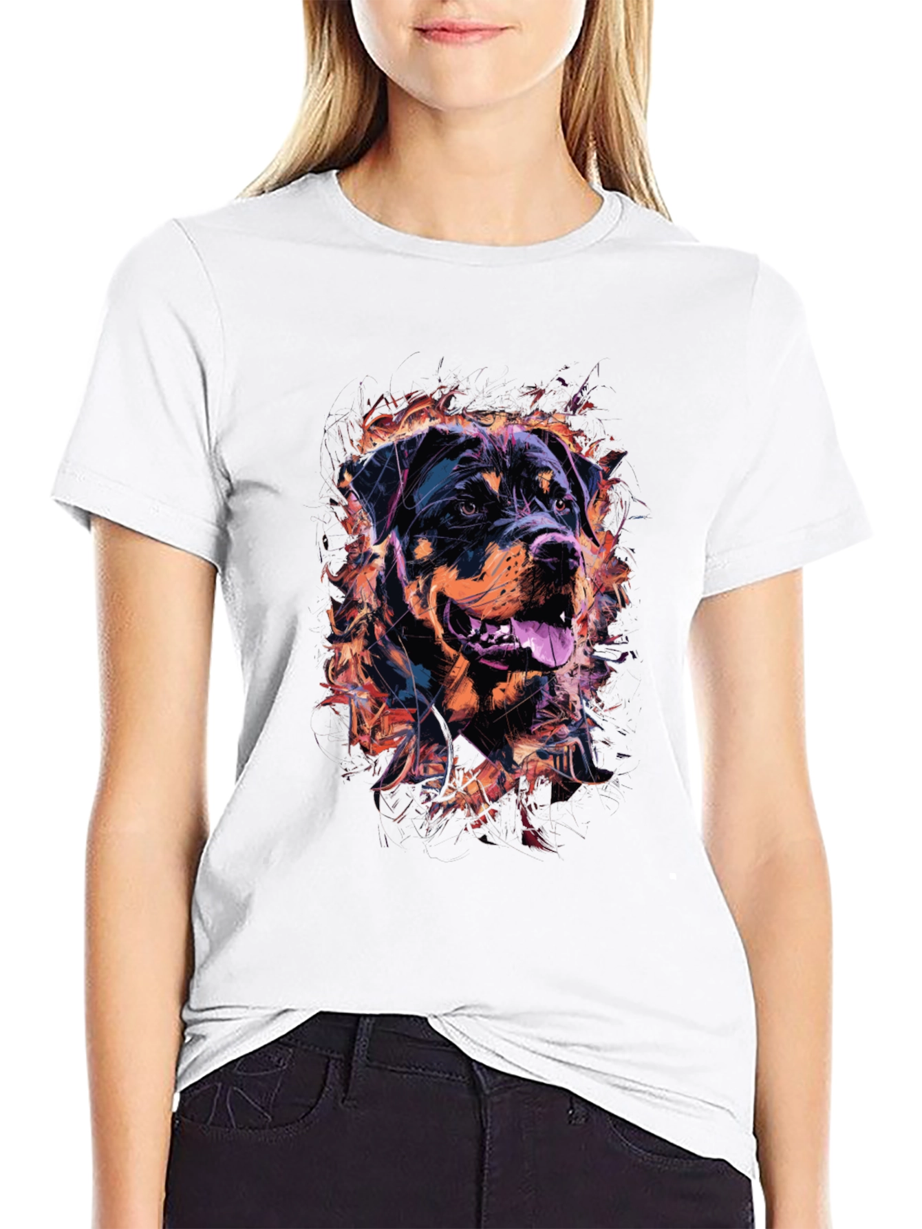 Rottweiler Graphic Print Mens Black T-Shirt