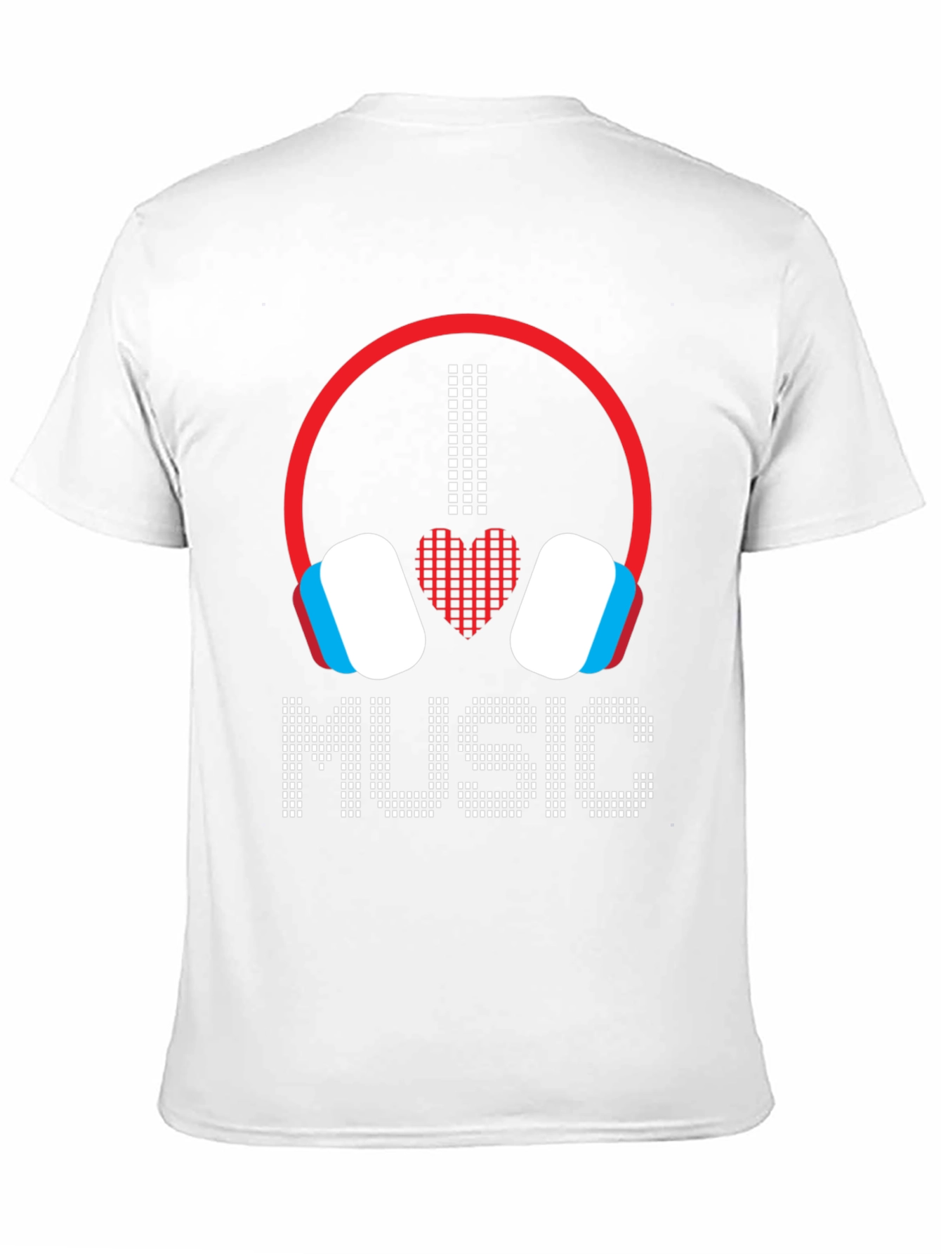 I Love Music Graphic Tee - Headphones Heart Design