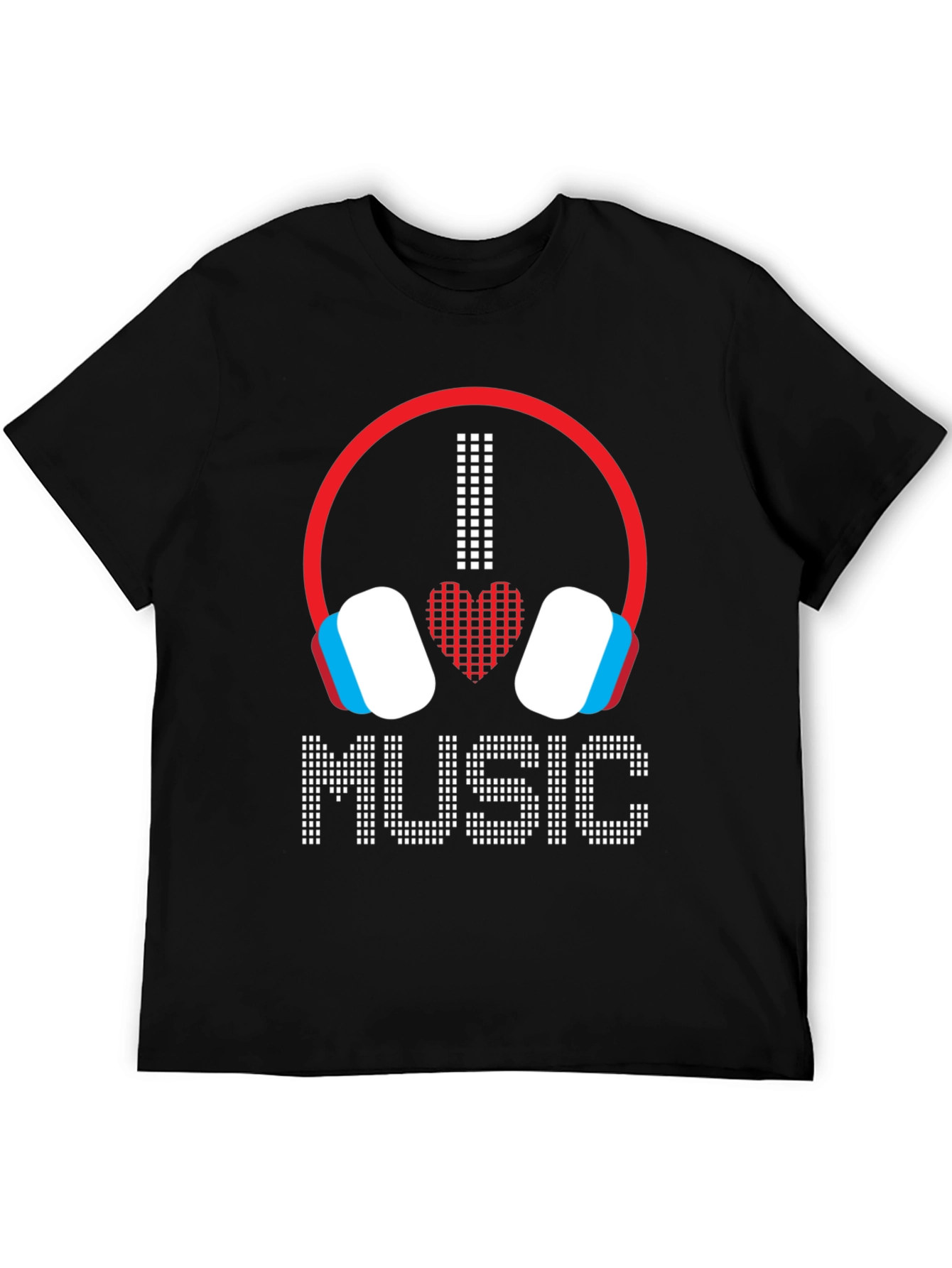 I Love Music Graphic Tee - Headphones Heart Design