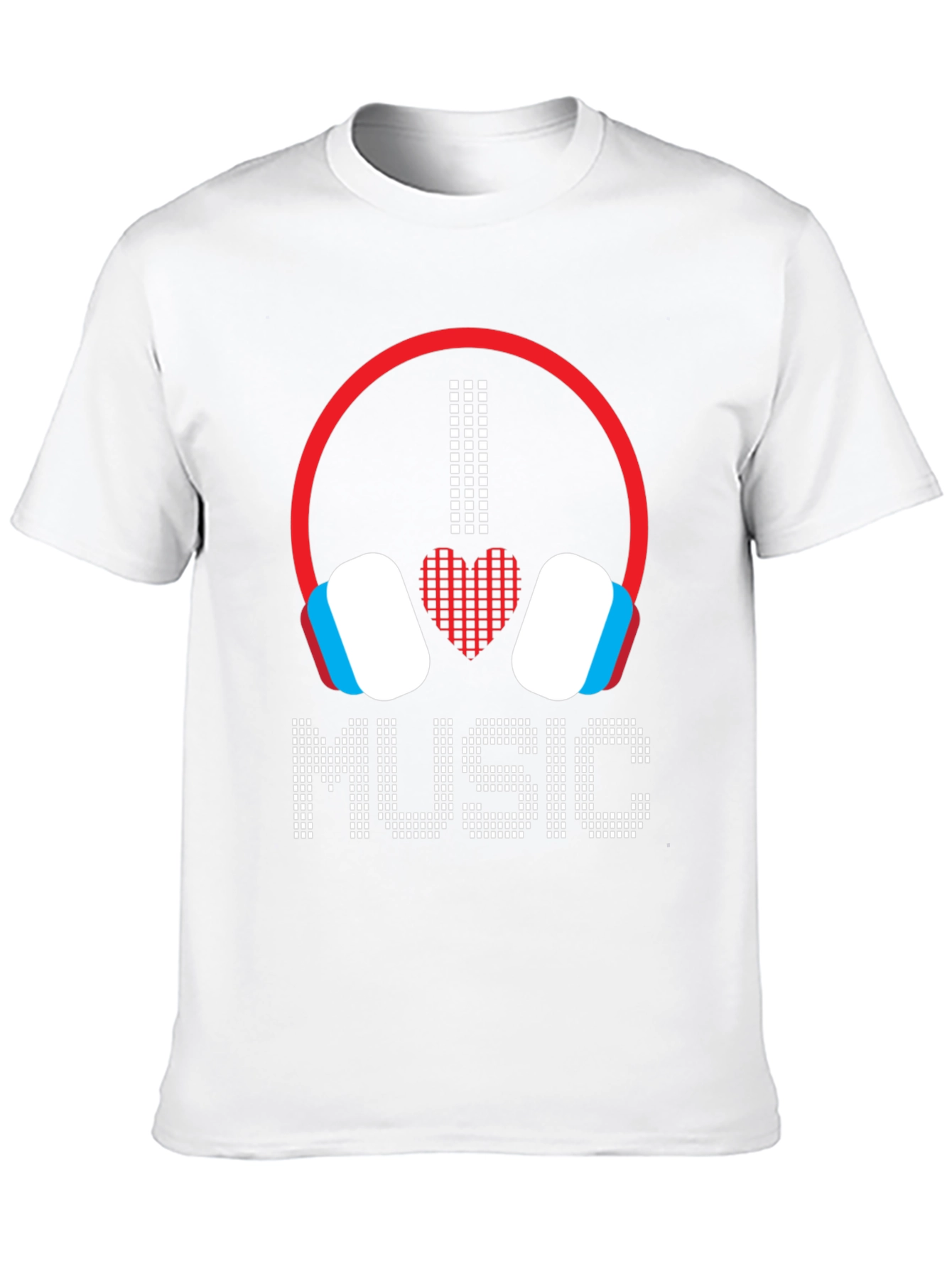 I Love Music Graphic Tee - Headphones Heart Design