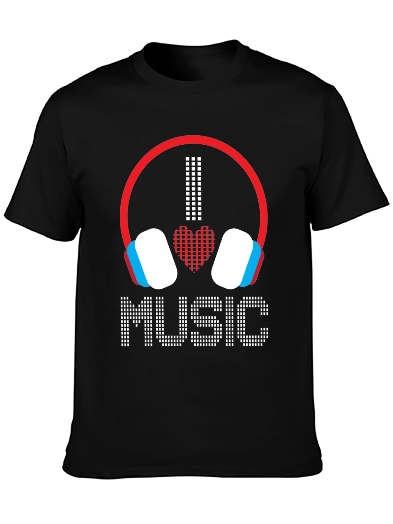 I Love Music Graphic Tee - Headphones Heart Design