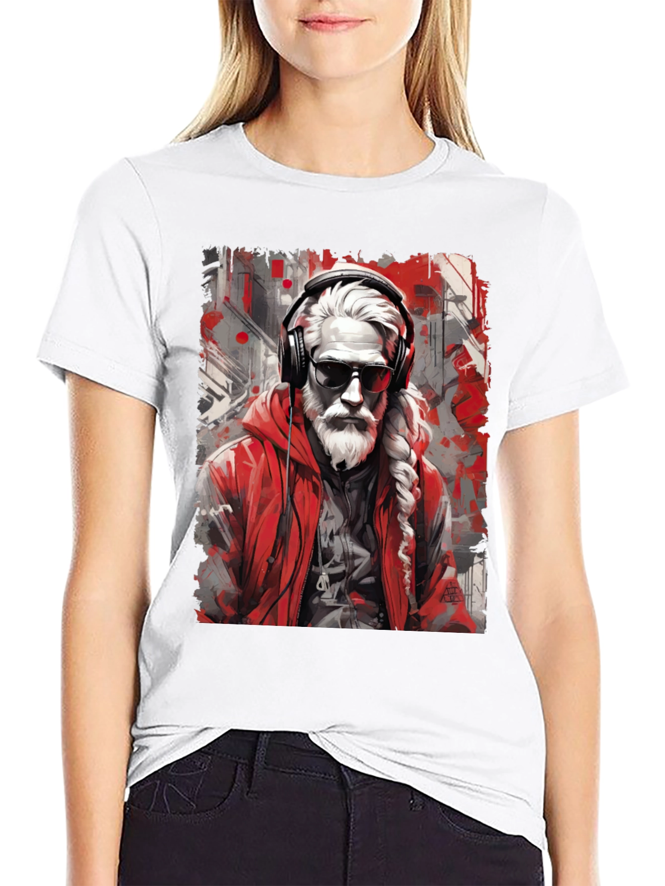 Cool Santa Graphic Tee - Holiday Hipster Style