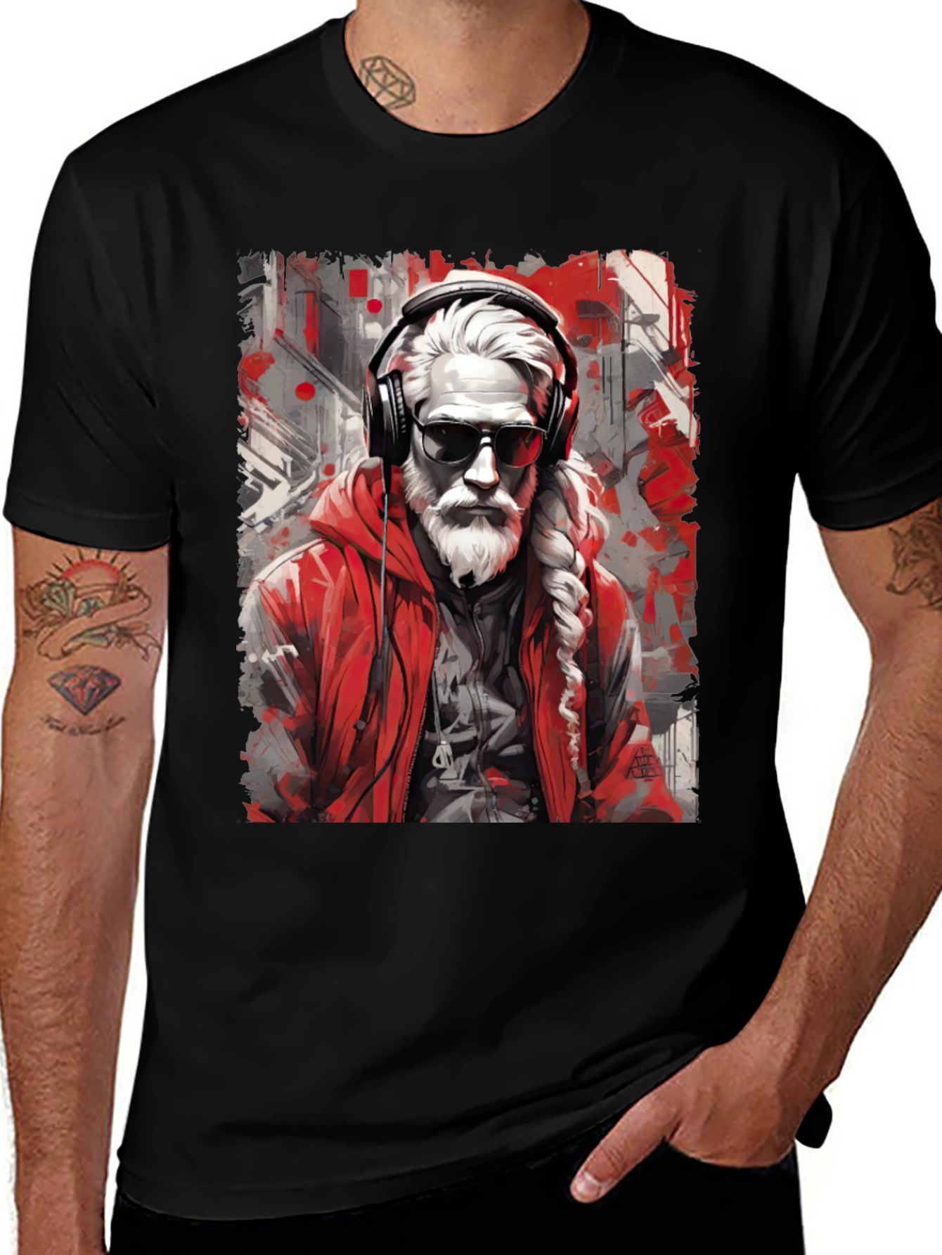 Cool Santa Graphic Tee - Holiday Hipster Style