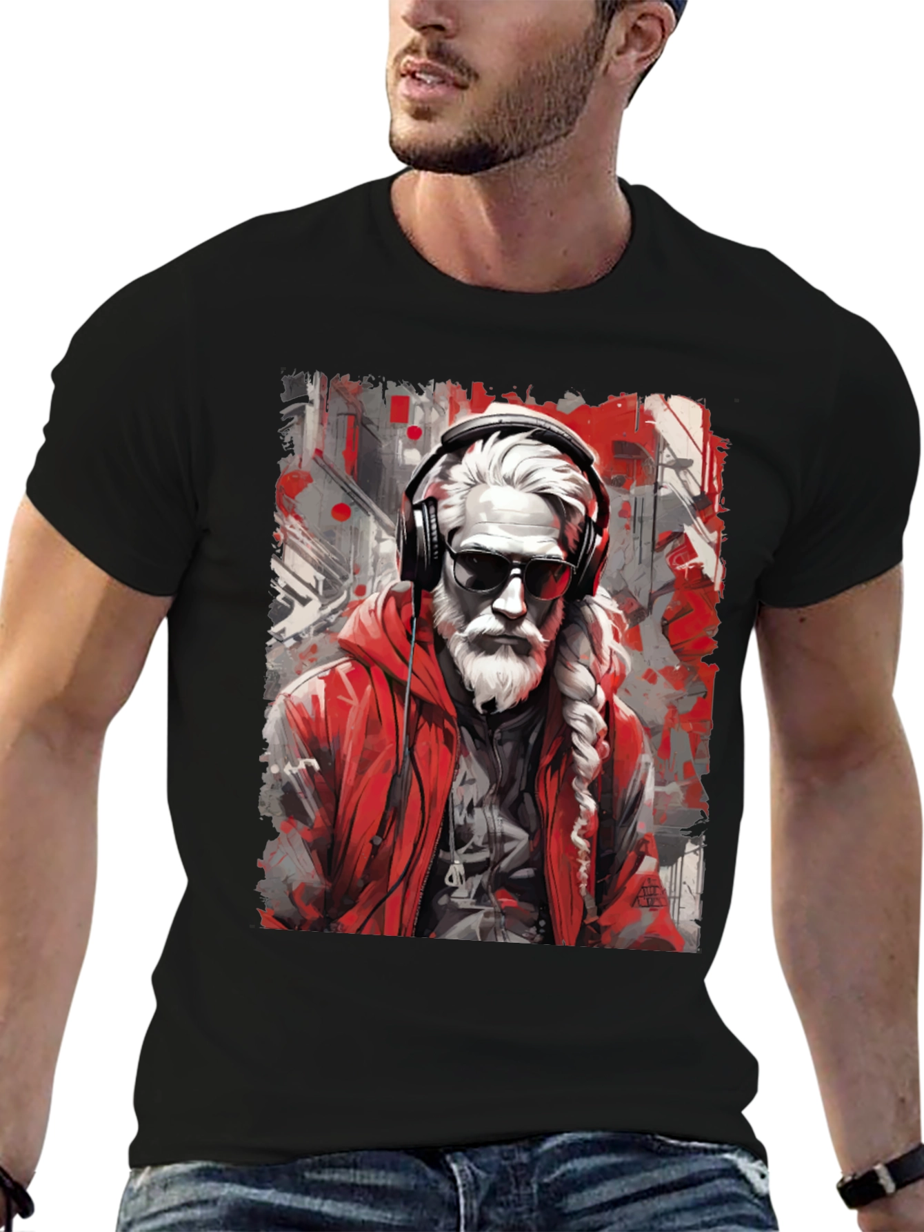 Cool Santa Graphic Tee - Holiday Hipster Style