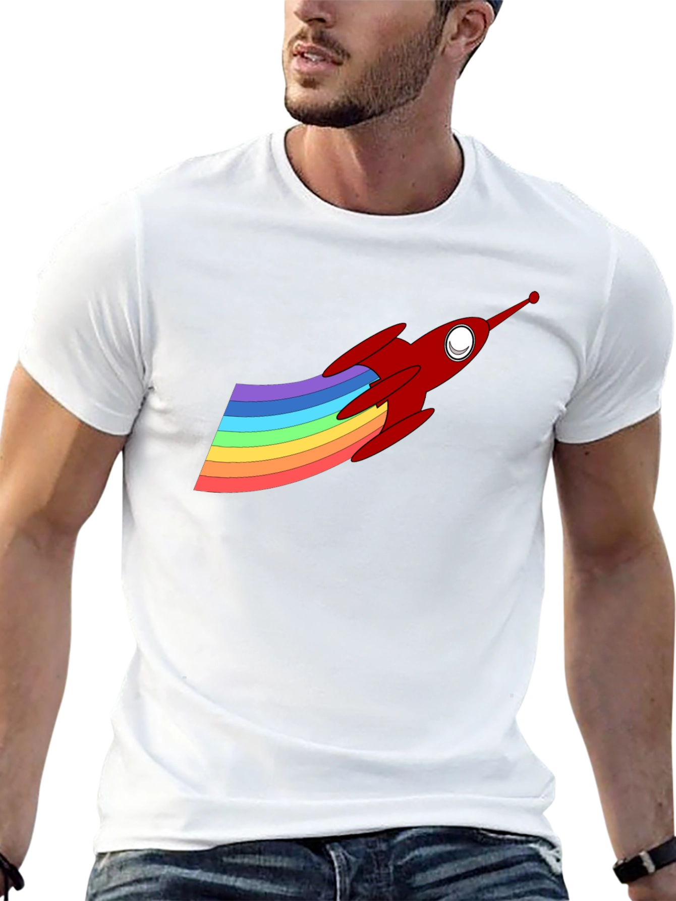 Rainbow Rocket T-Shirt - Black Cotton Blend