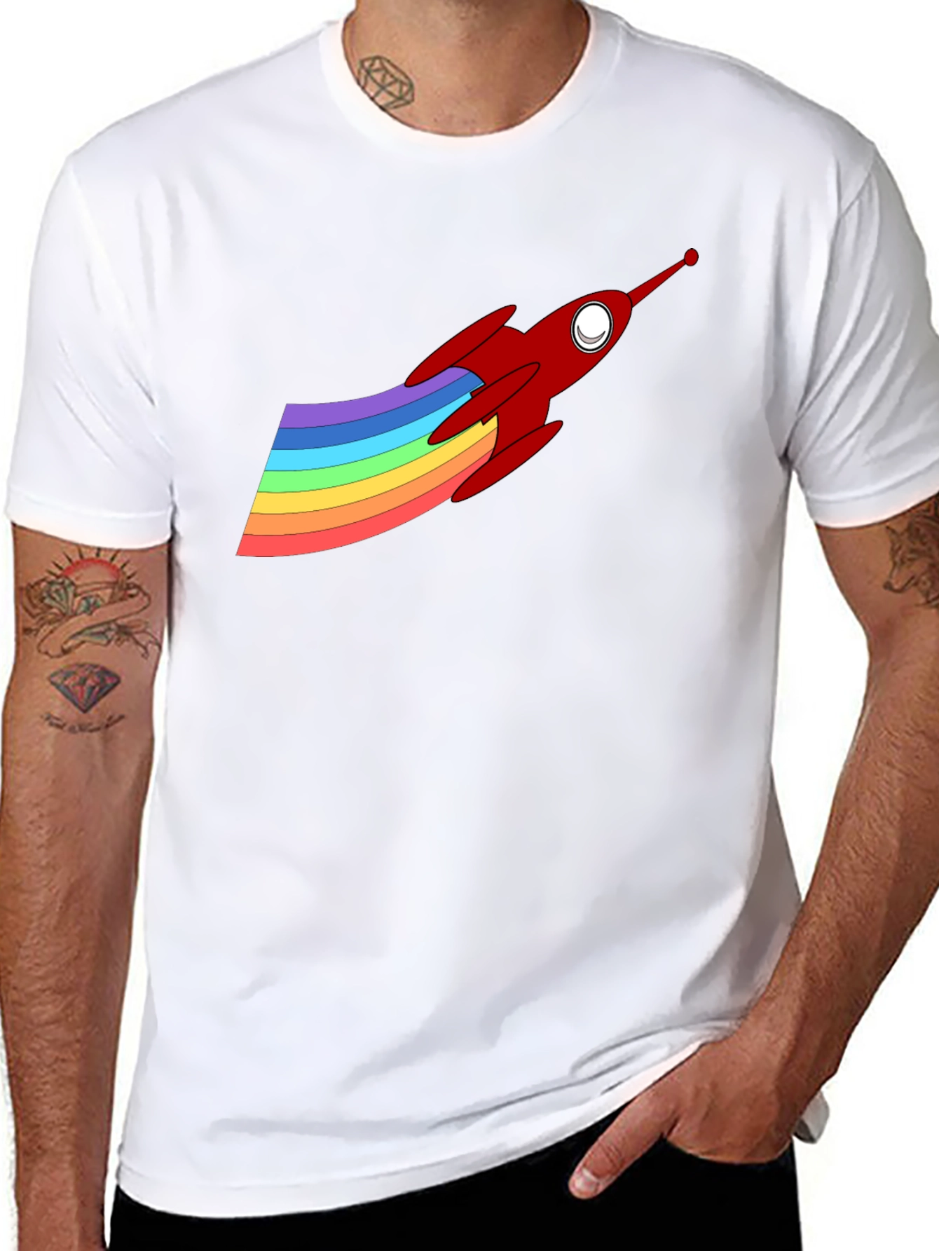 Rainbow Rocket T-Shirt - Black Cotton Blend