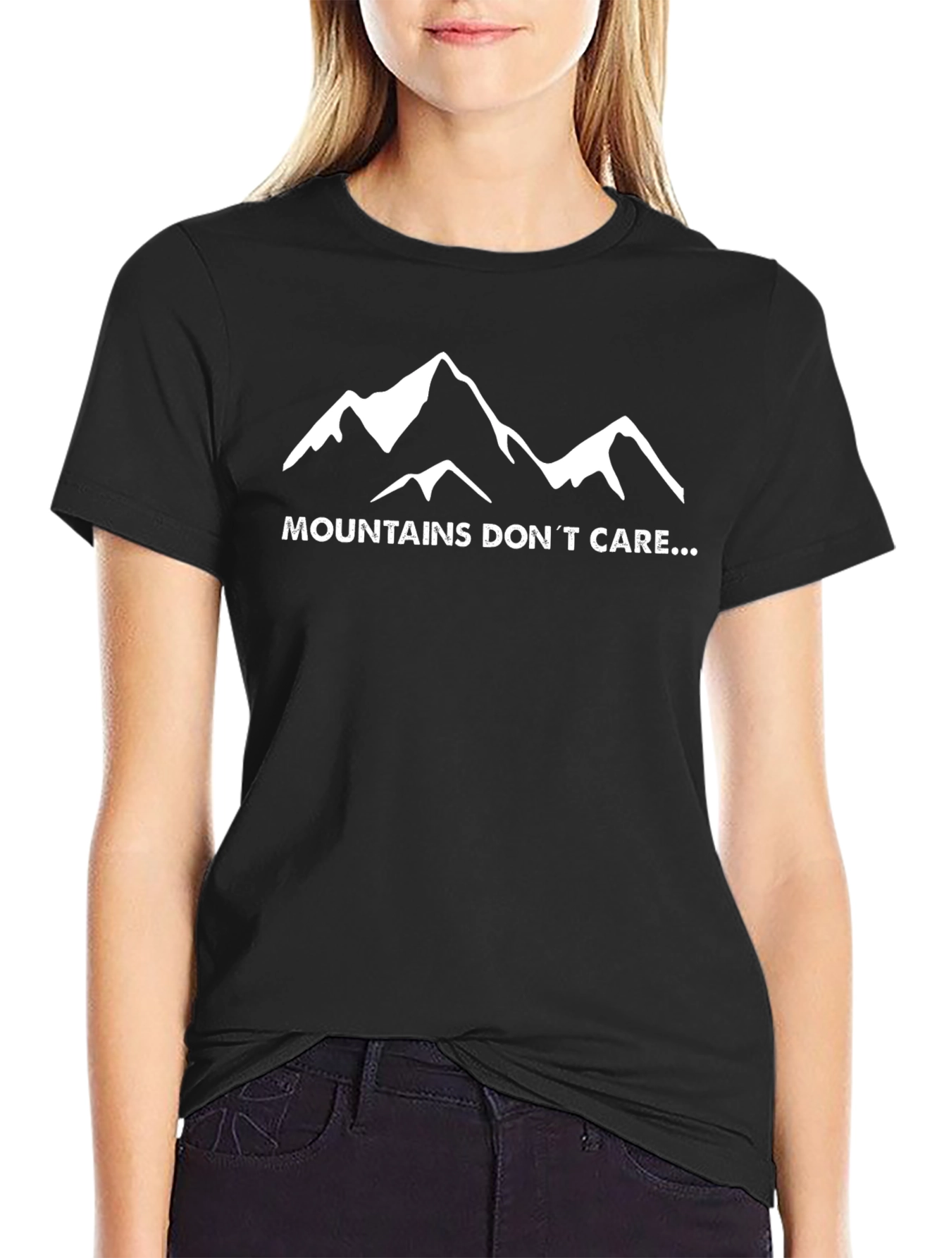 Mountains Dont Care Graphic Tee - Adventure Ready