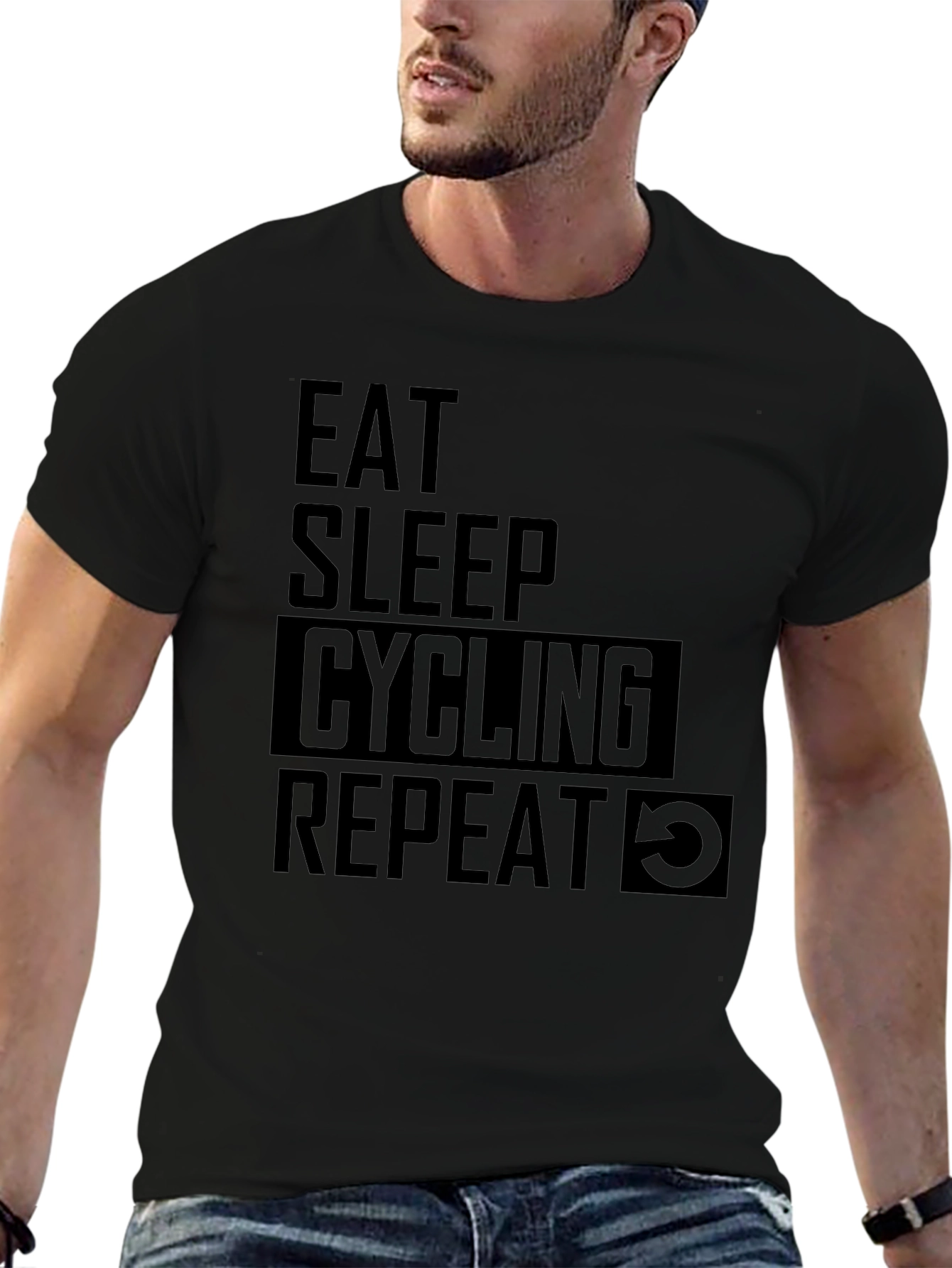 Eat Sleep Cycling Repeat T-Shirt - Black