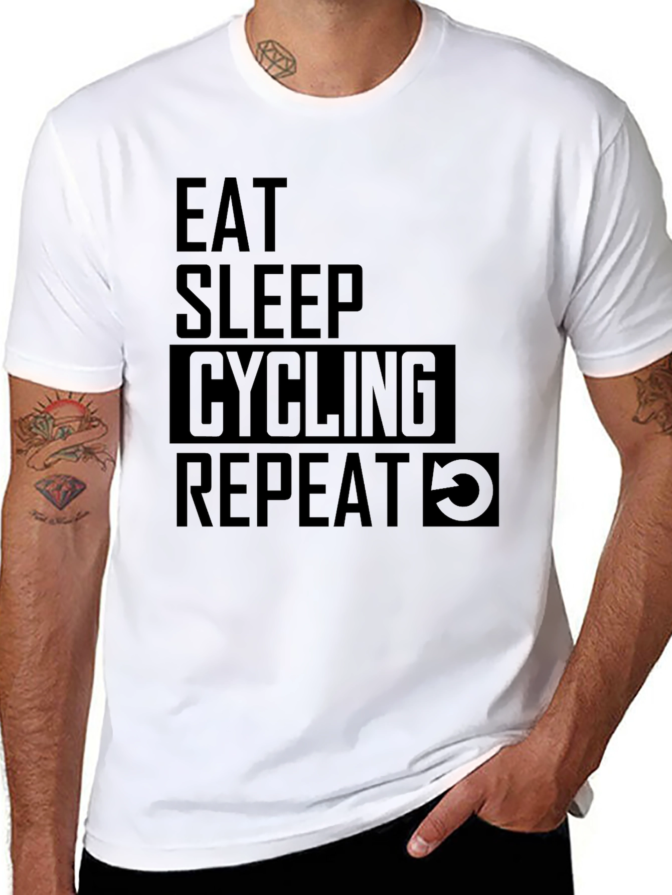 Eat Sleep Cycling Repeat T-Shirt - Black