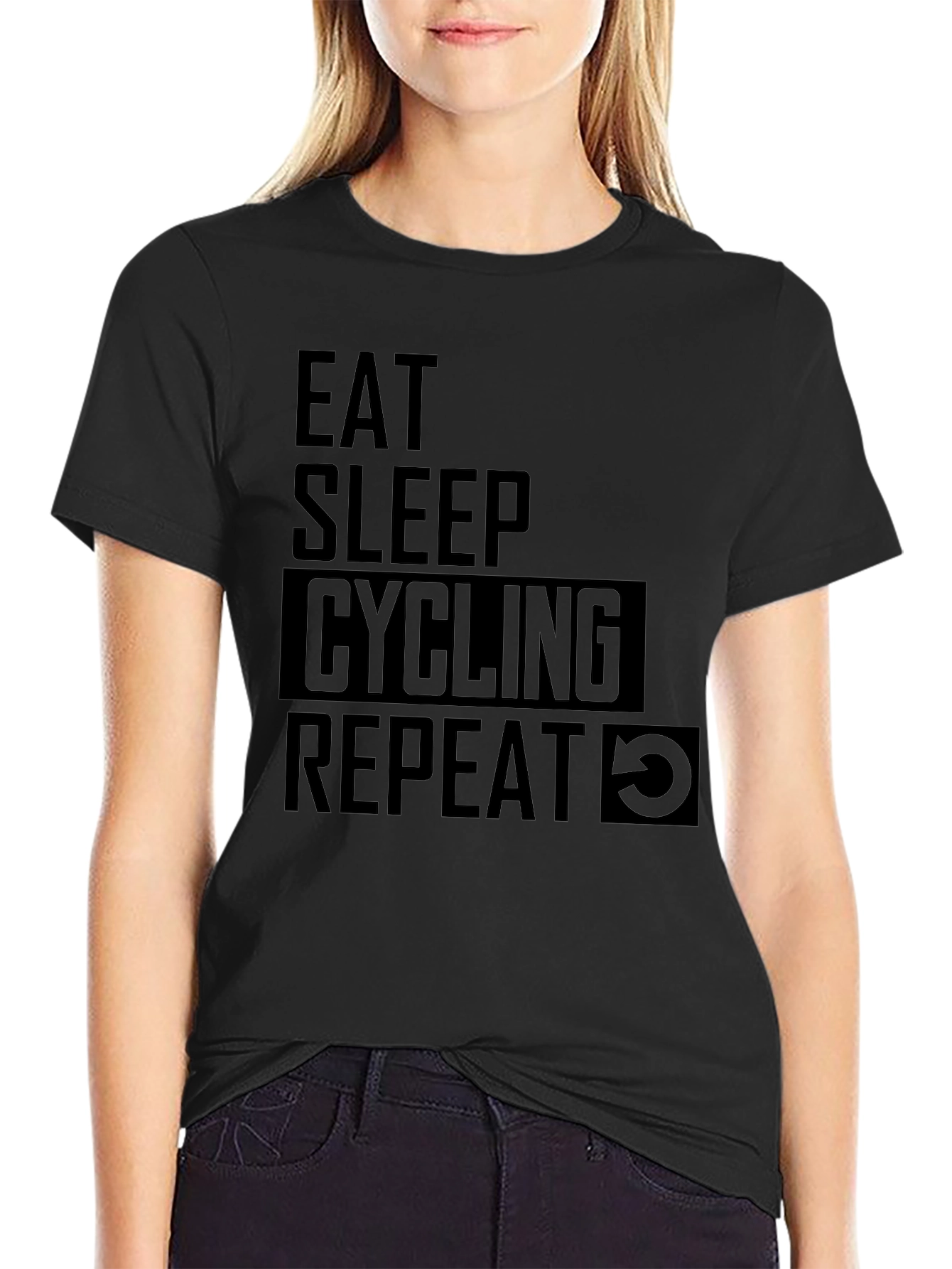 Eat Sleep Cycling Repeat T-Shirt - Black