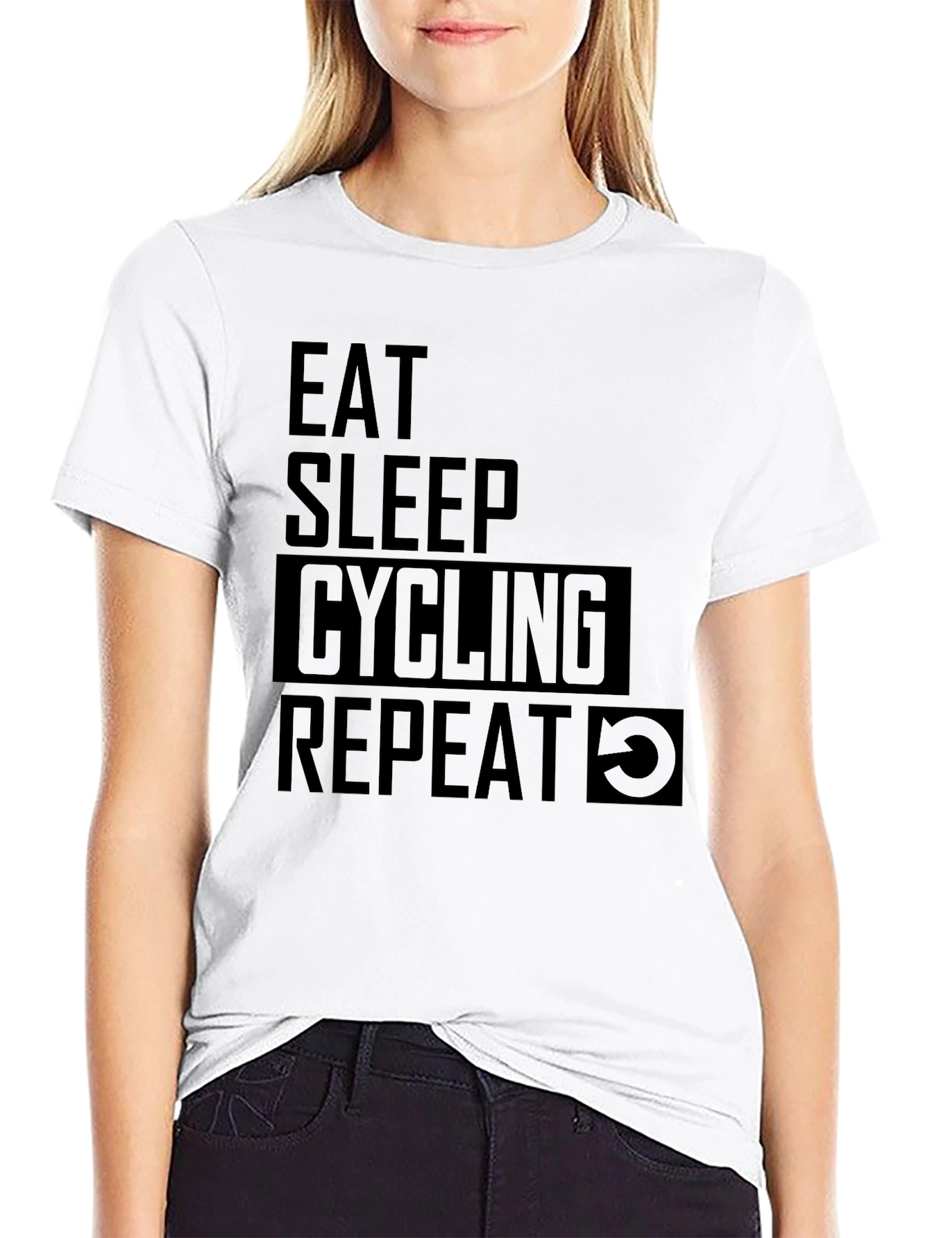 Eat Sleep Cycling Repeat T-Shirt - Black