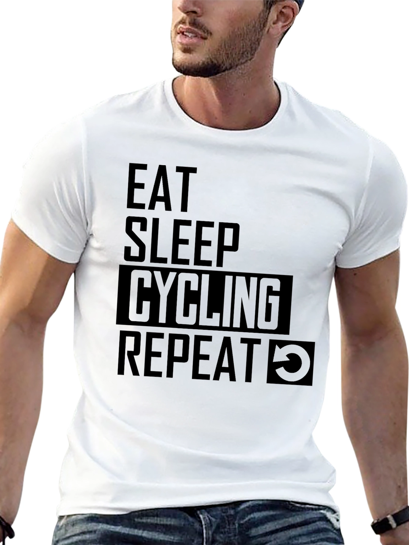 Eat Sleep Cycling Repeat T-Shirt - Black