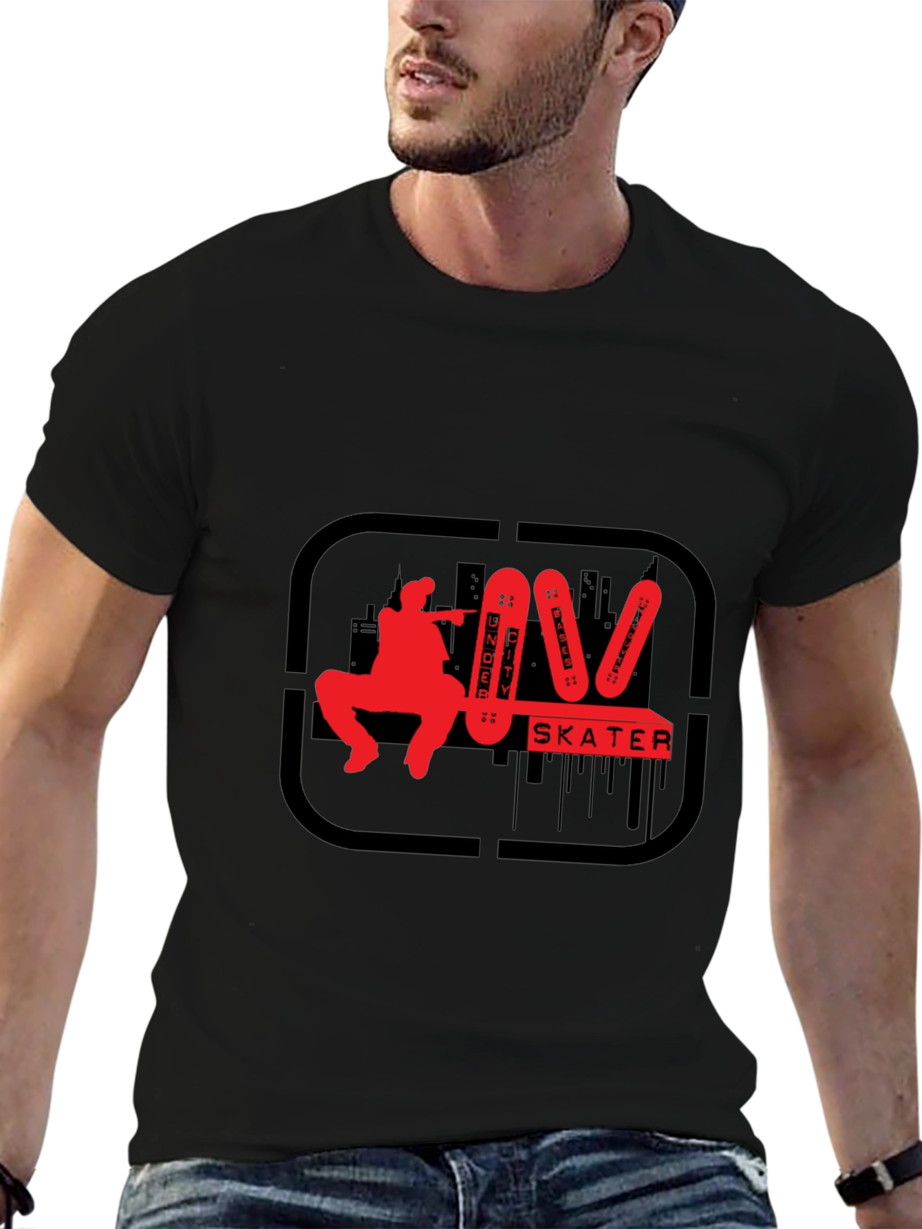 Under City Skater Graphic Tee - Black Cotton T-Shirt