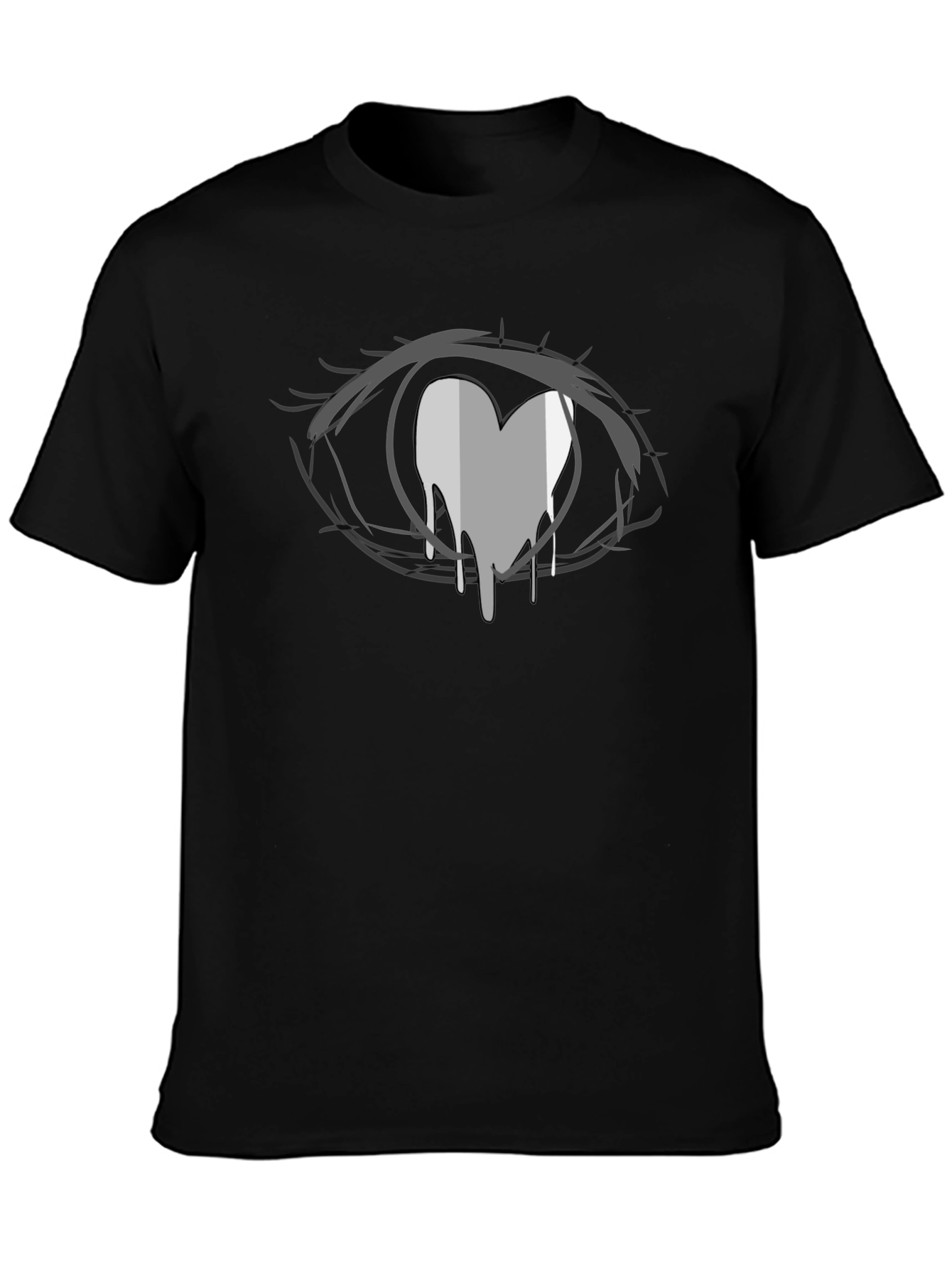 Anime Eye Heart Drip Black T-Shirt