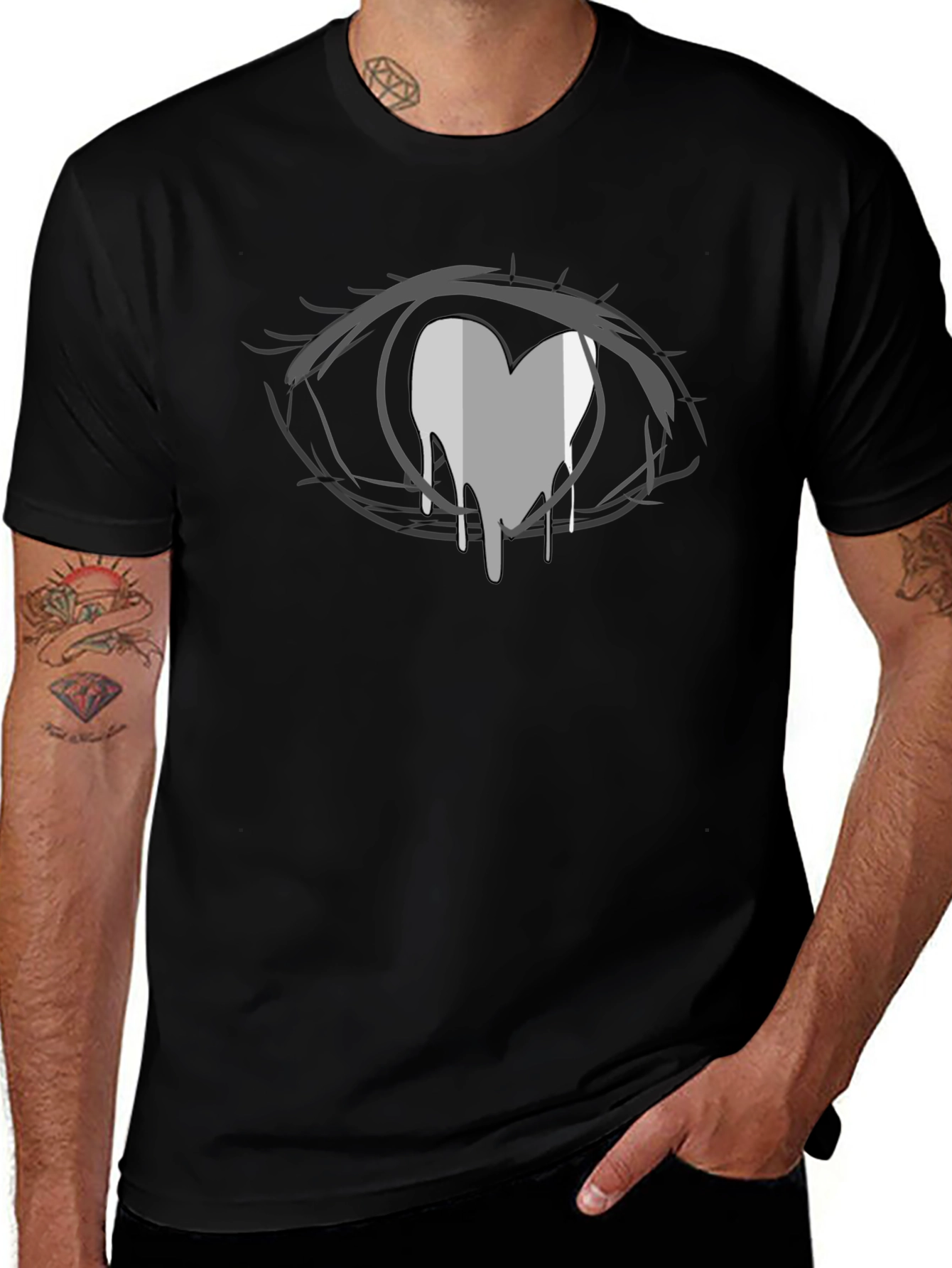 Anime Eye Heart Drip Black T-Shirt
