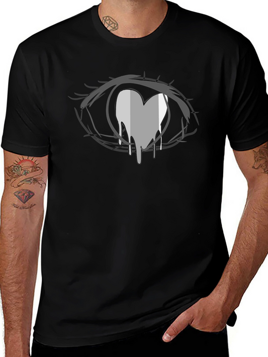 Anime Eye Heart Drip Black T-Shirt