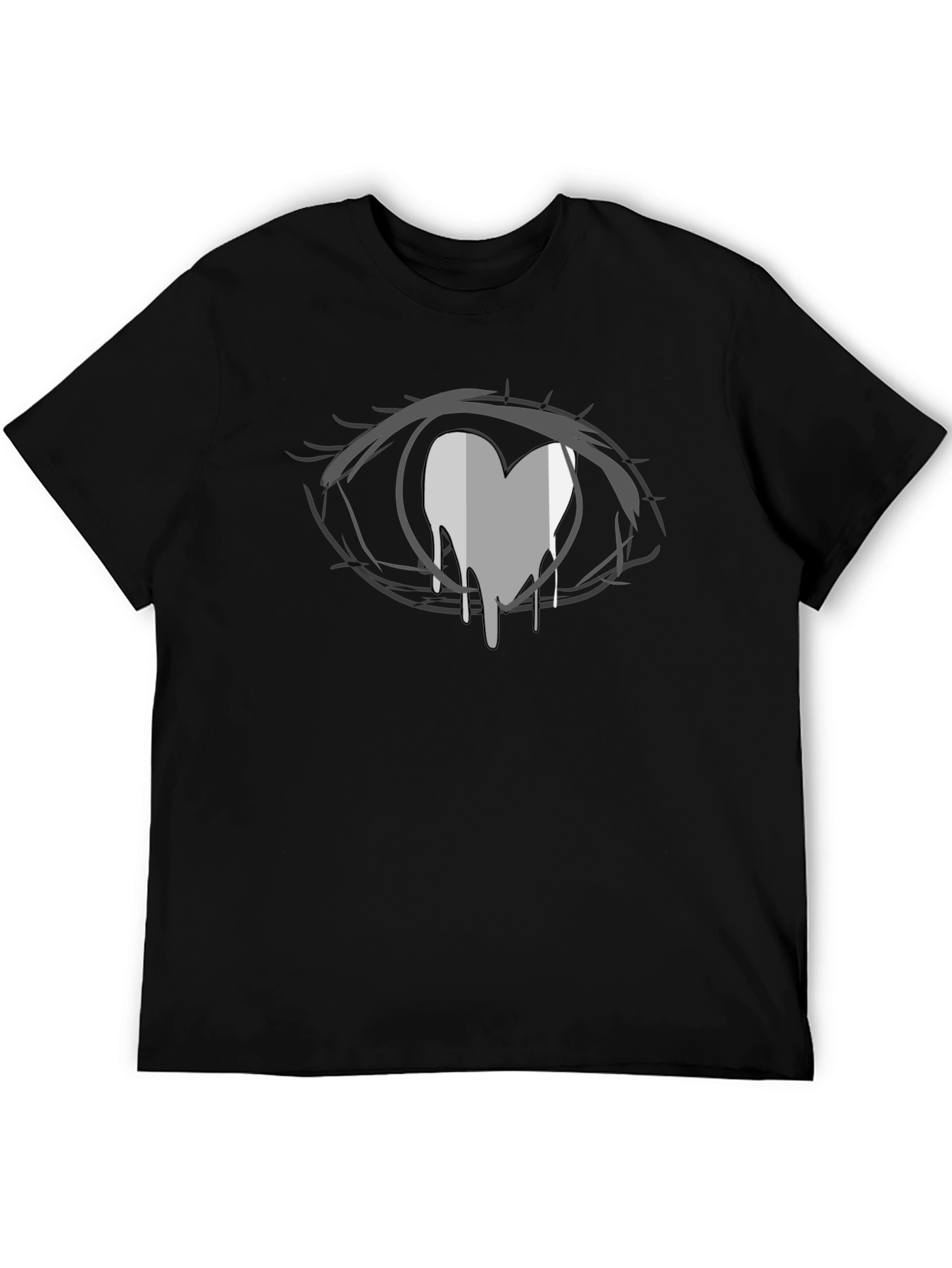 Anime Eye Heart Drip Black T-Shirt