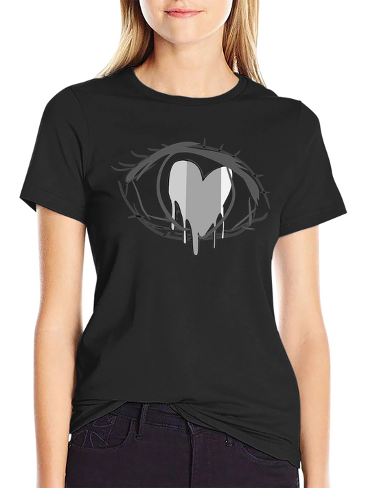 Anime Eye Heart Drip Black T-Shirt
